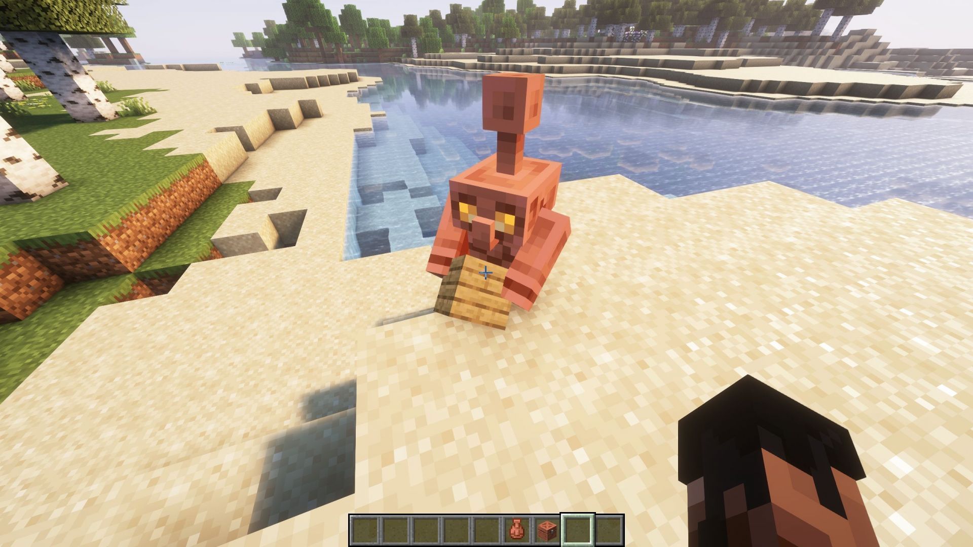 Taking away items from a copper golem is quite simple in Java Edition