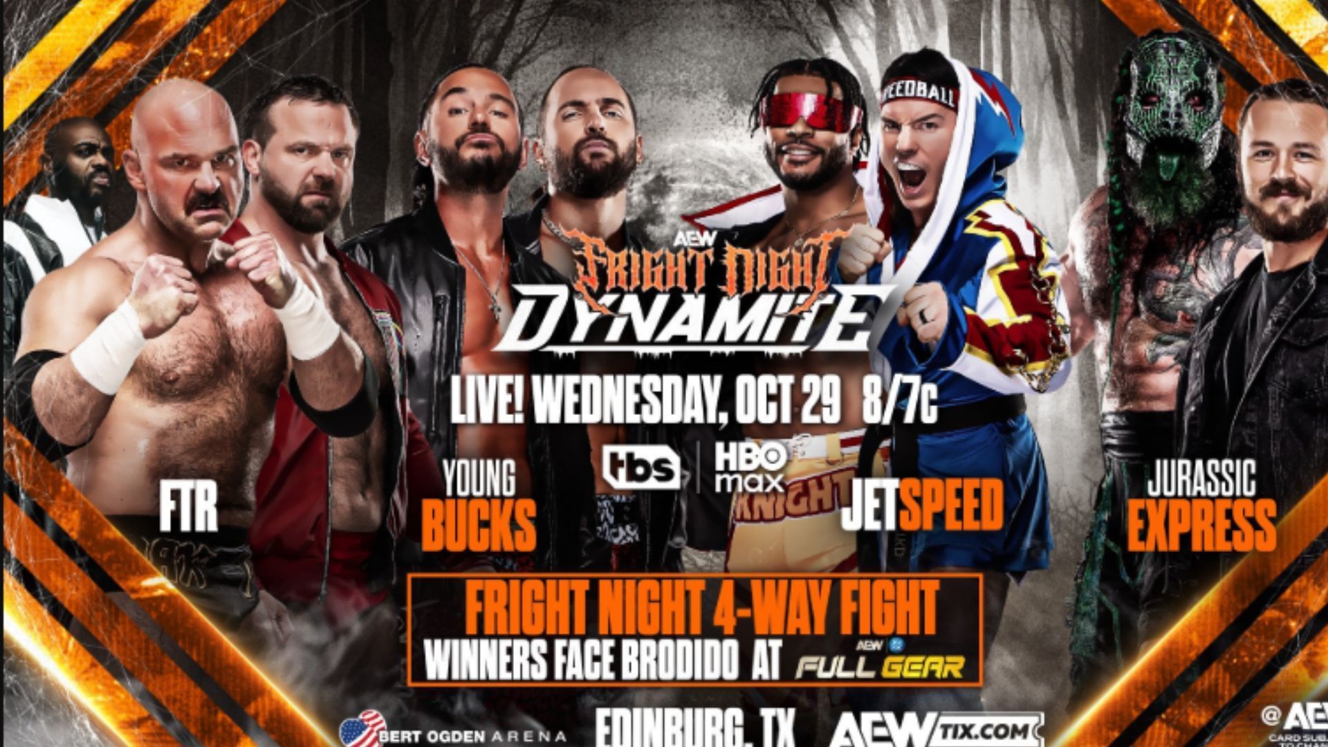 Match graphic for FTR vs Young Bucks vs JetSpeed vs Jurassic Express [Image Credits: AEW CEO Tony Khan&#039;s X profile]