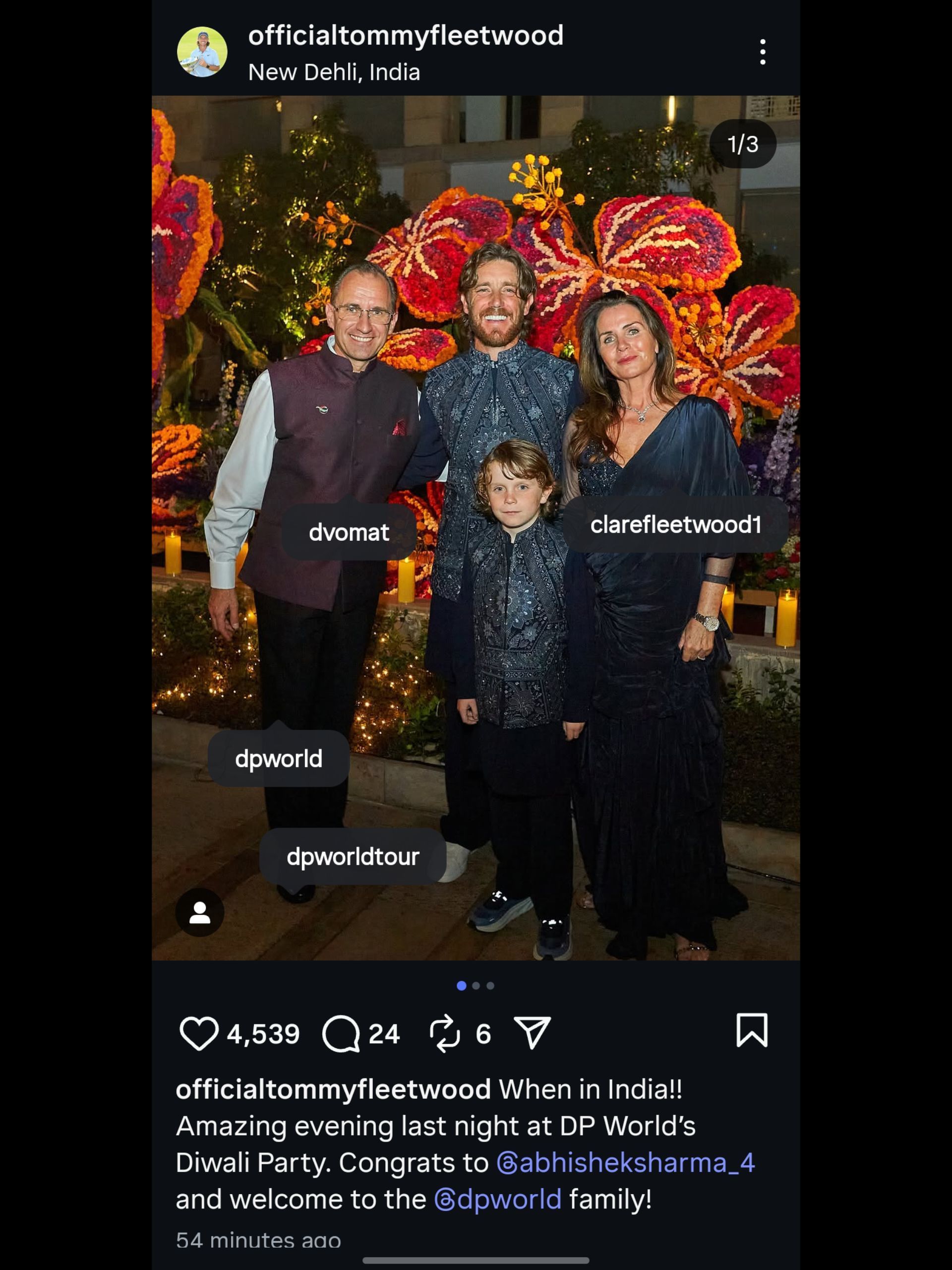Screenshot from Fleetwood&#039;s post / Source: @officialtommyfleetwood