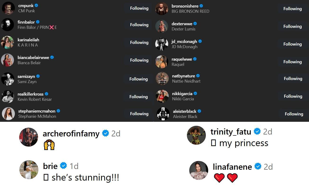 WWE stars react to Jimmy Uso&#039;s post. (Photo: @jonathanfatu on IG)