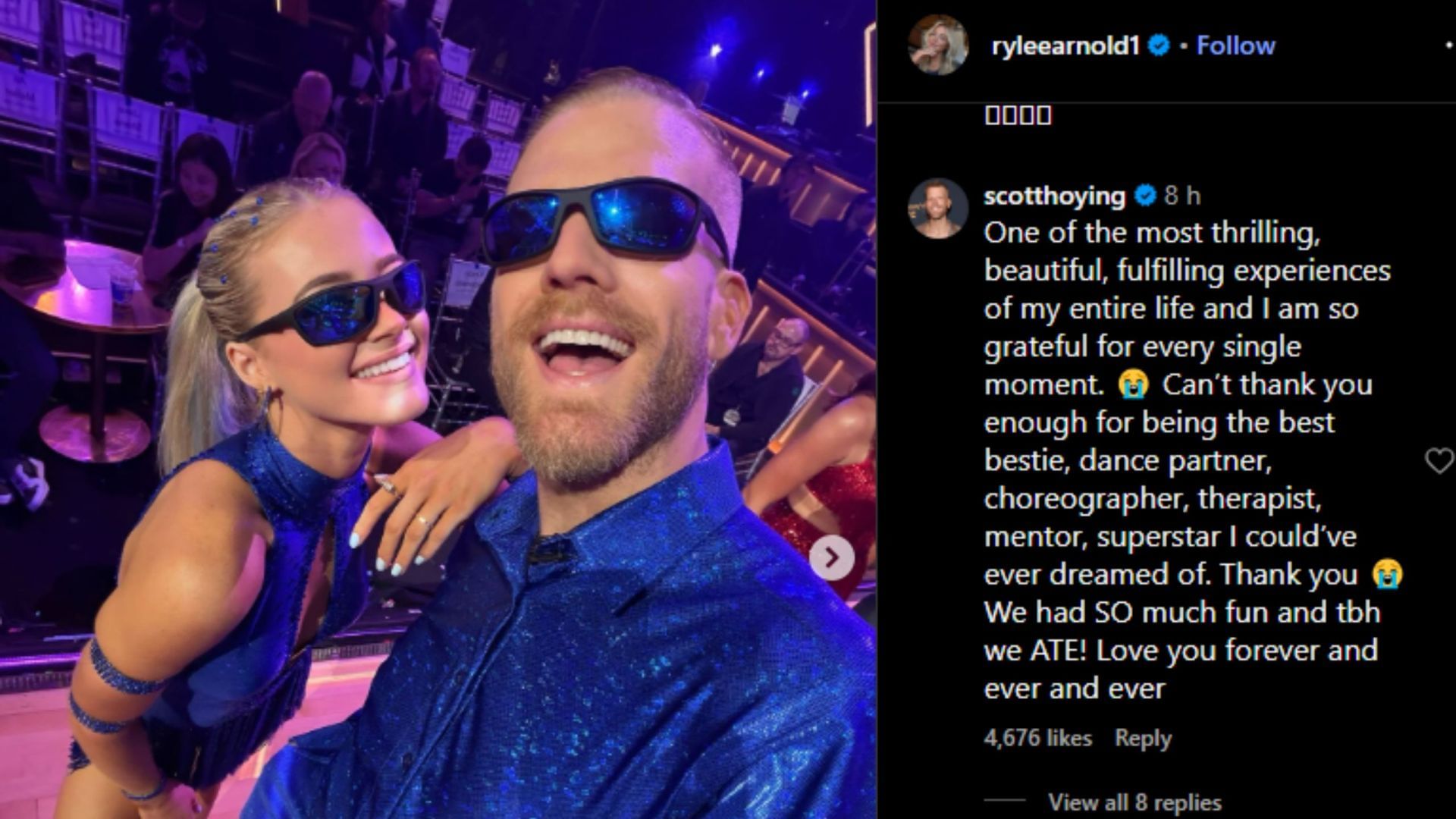 Screengrab of Scott Hoying&#039;s comment [Image Source : Rylee Arnold&#039;s Instagram] 