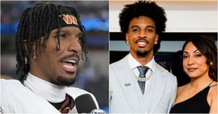 "Entire Commanders fanbase just had heart attack": Jayden Daniels' mom Regina reacts to QB showing off blocking skills while almost being tackled