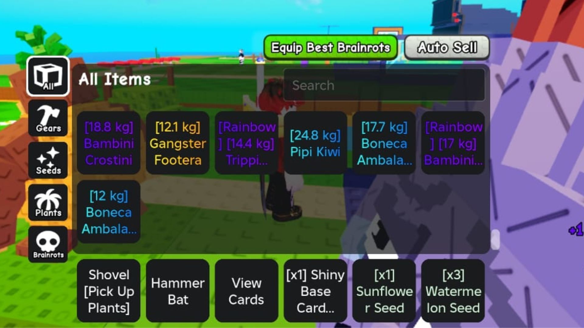Press the Equip Best Brainrots button (Image via Roblox)