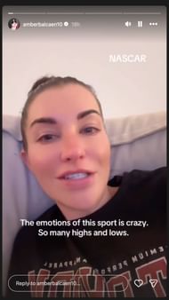 Amber Balcaen's Instagram story - Source: @amberbalcaen10 on IG