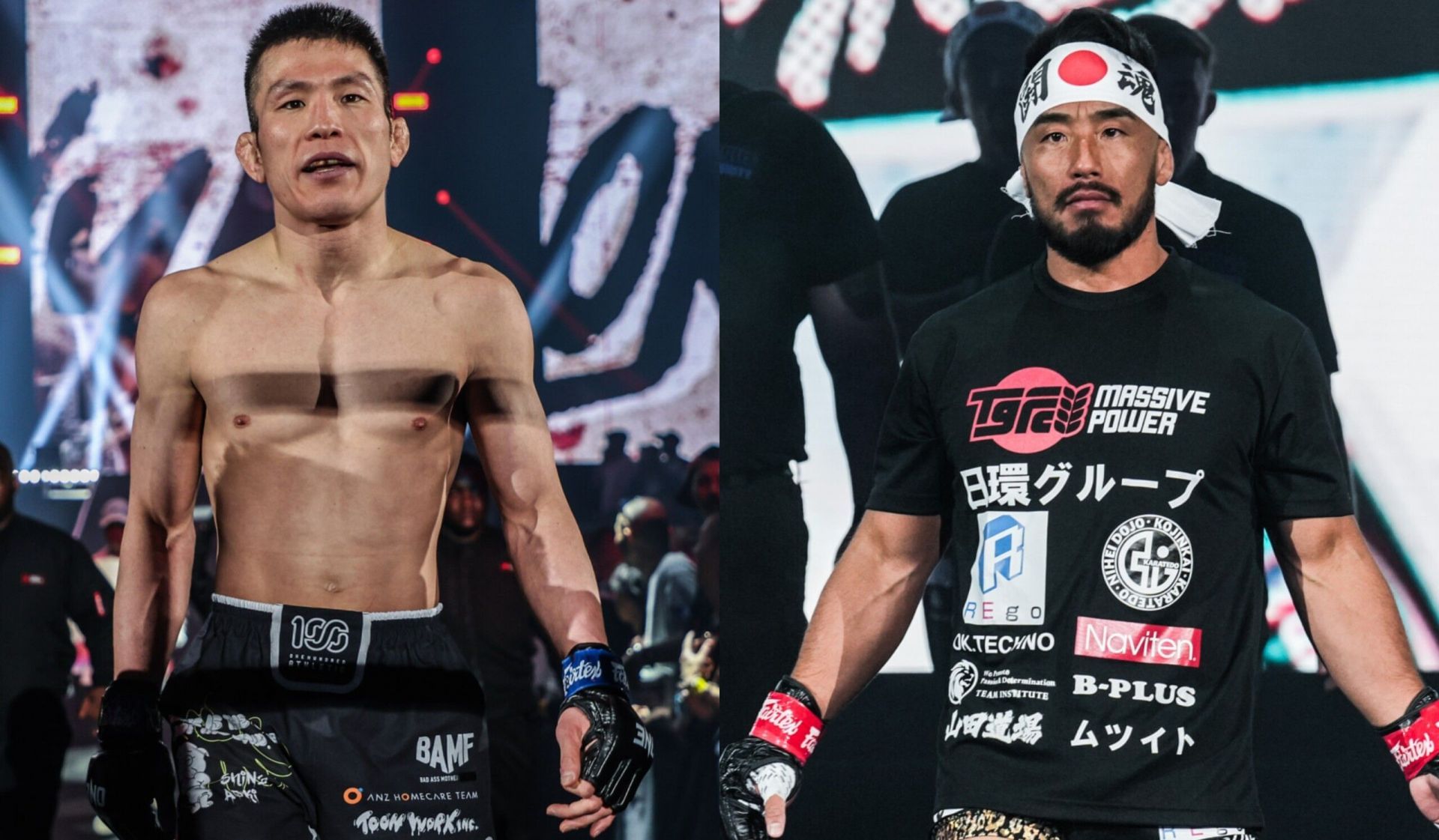 (From left) Shinya Aoki and Hiroyuki Tetsuka lock horns at ONE 173 on November 16. [Images: ONE Championship]