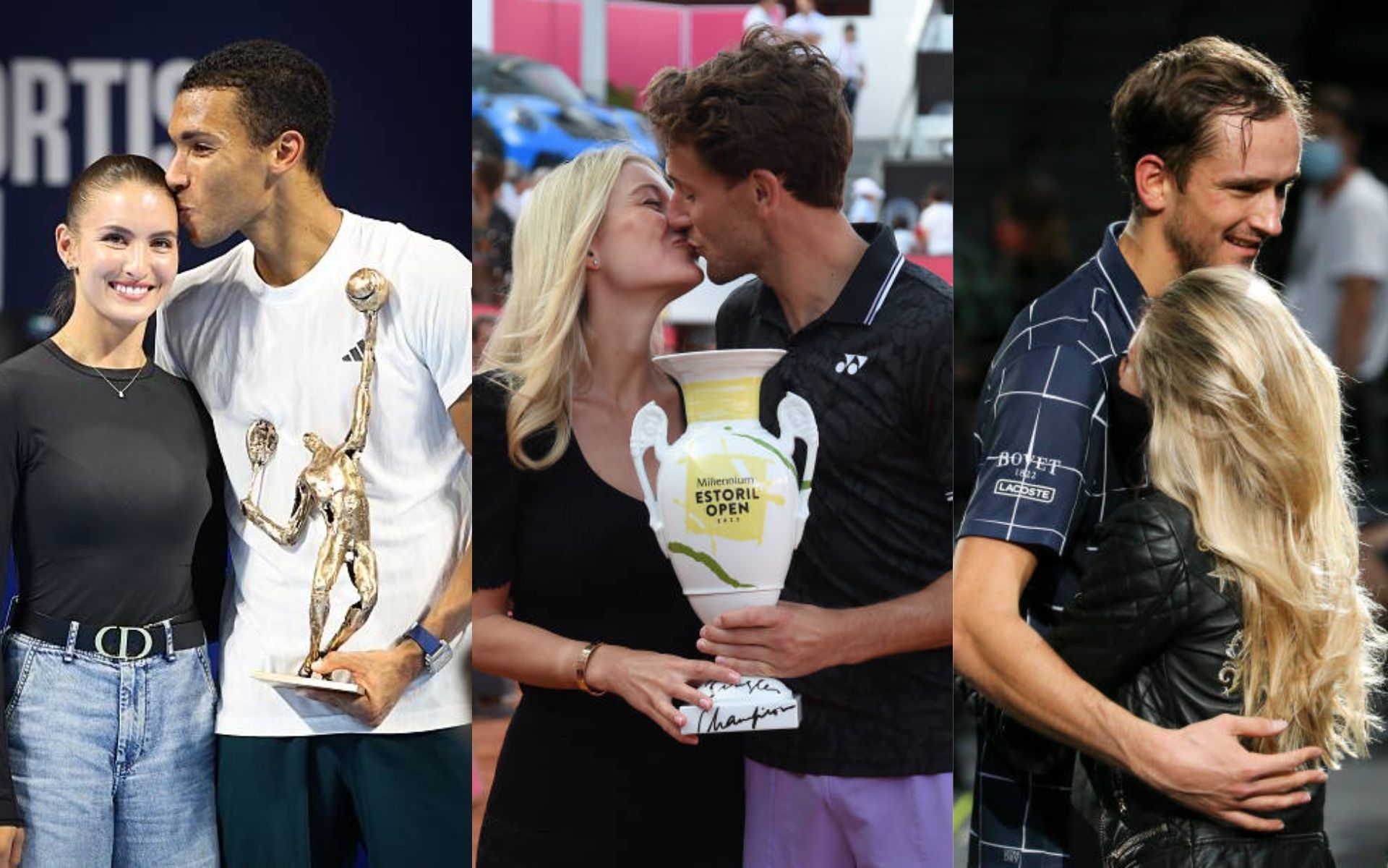 Felix Auger Aliassime, Casper Ruud and Daniil Medvedev celebrate with partners - Image Source: Getty and X