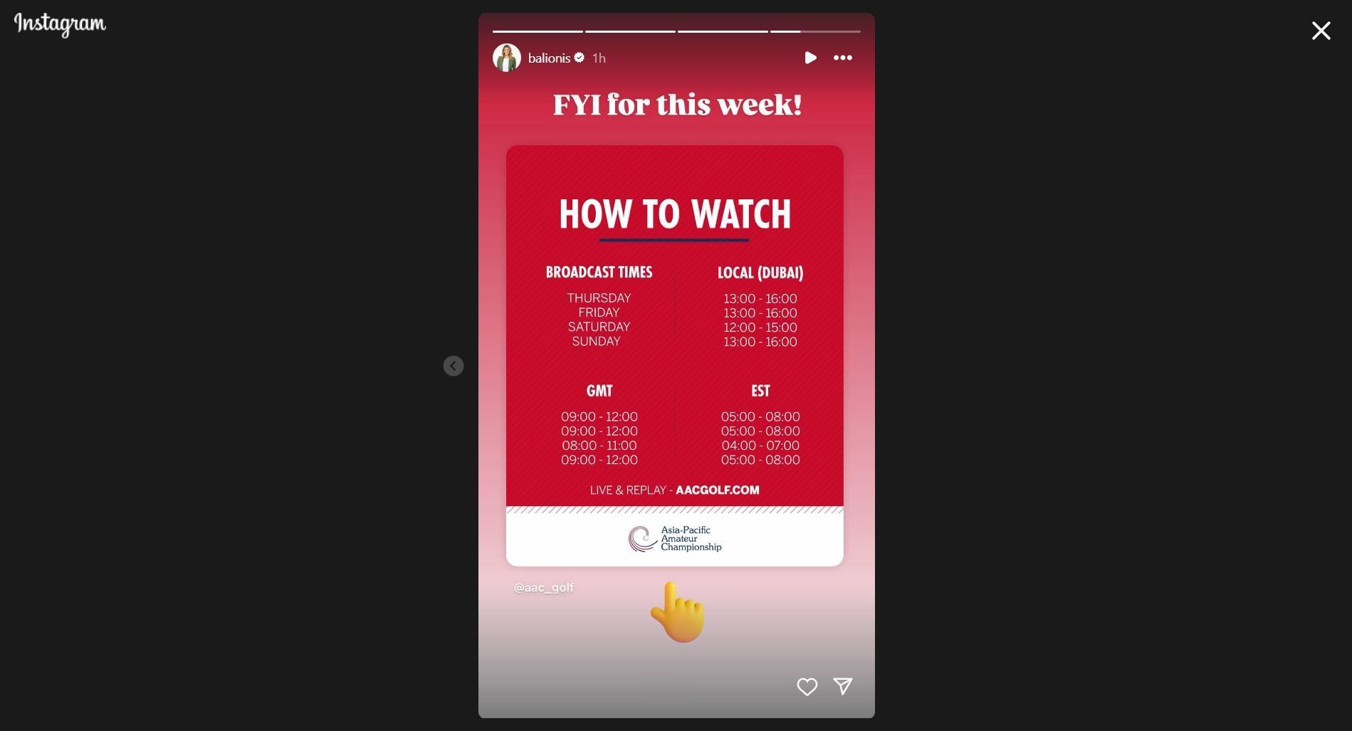 Still taken from Balionis&#039; Instagram story (Image Credit: Instagram @balionis)