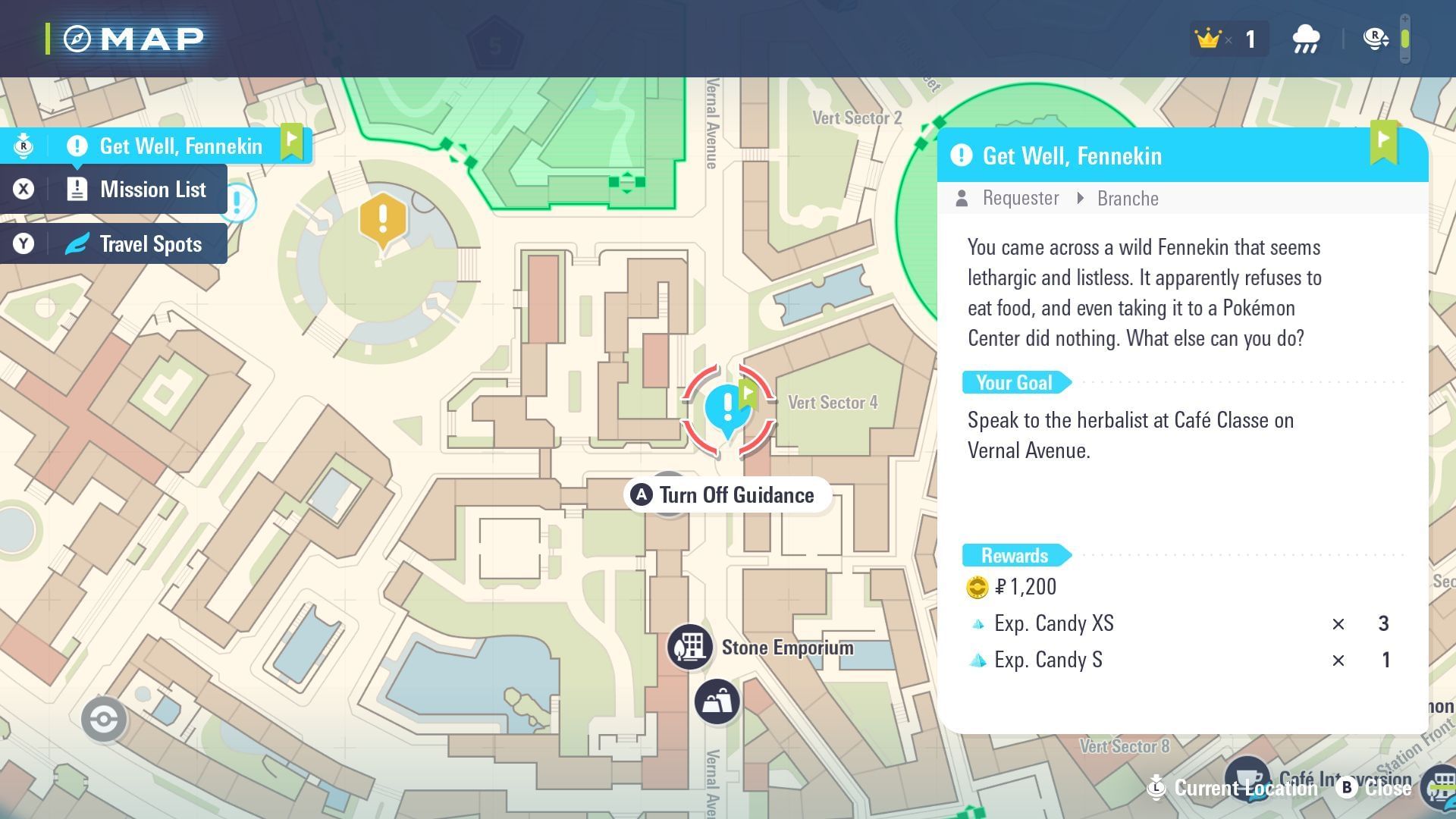 Mission locator guide in Pokemon Legends Z-A (Image via The Pokemon Company)