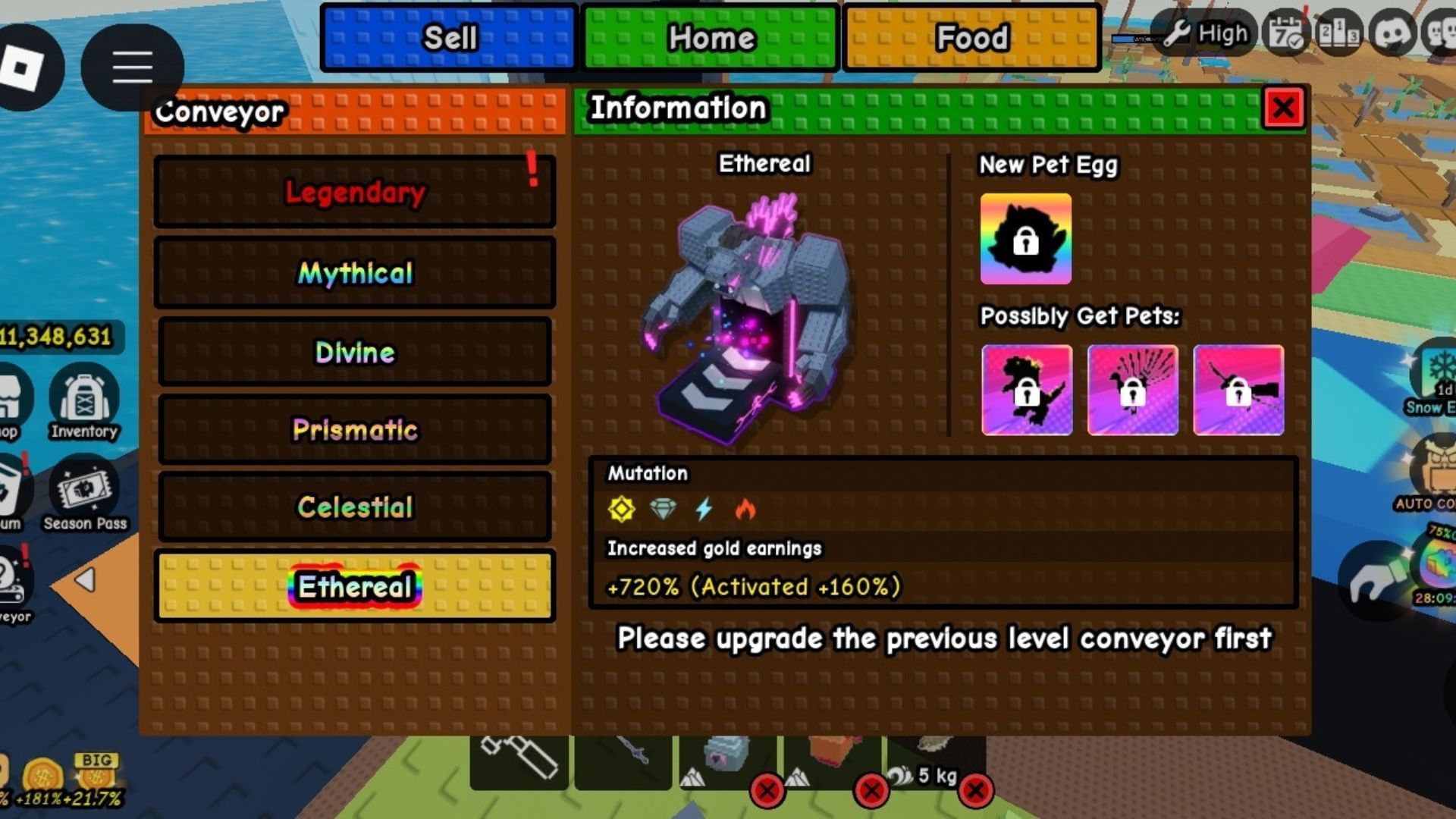 Ethereal Belt in Build a Zoo (Image via Roblox)