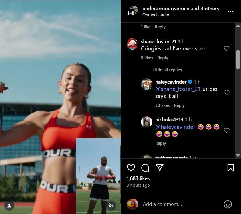 Comments on Haley Cavinder&#039;s IG post 
