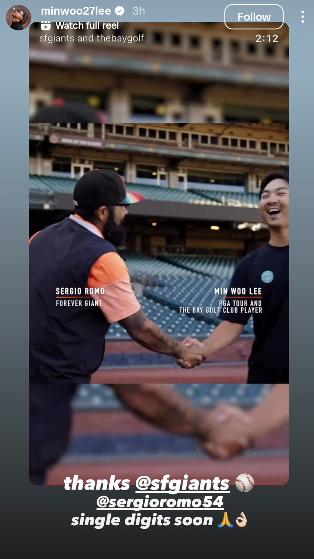 Screenshot of Min Woo Lee&#039;s Instagram story - Source - via @minwoo27lee on Instagram