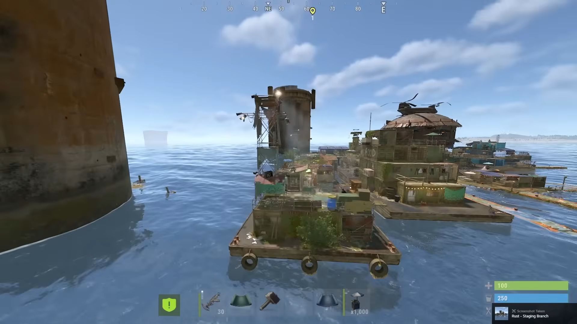 Floating city showcase (Image via Facepunch Studios and youtube.com/@Protoxic)