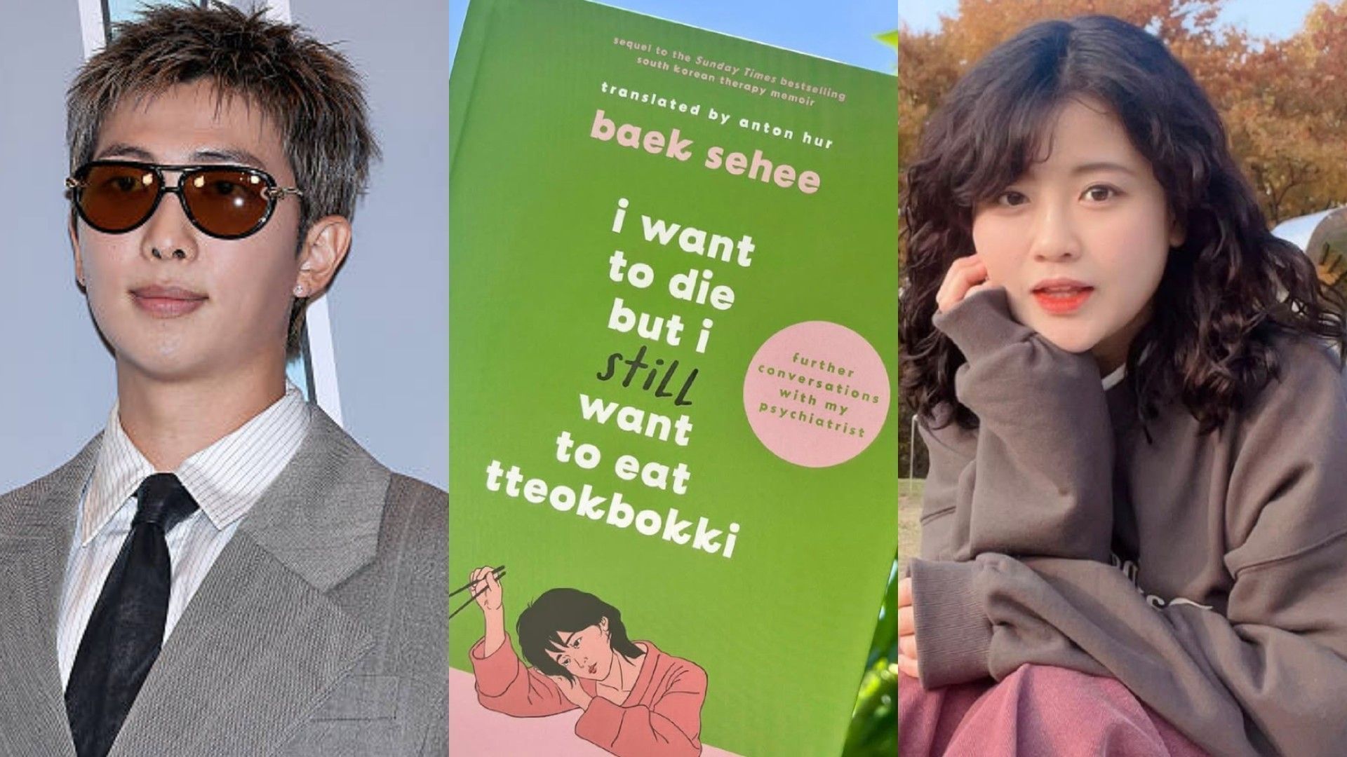 RM, Baek Se-hee and her book (Image via Instagram/@_baeksehee and Getty)