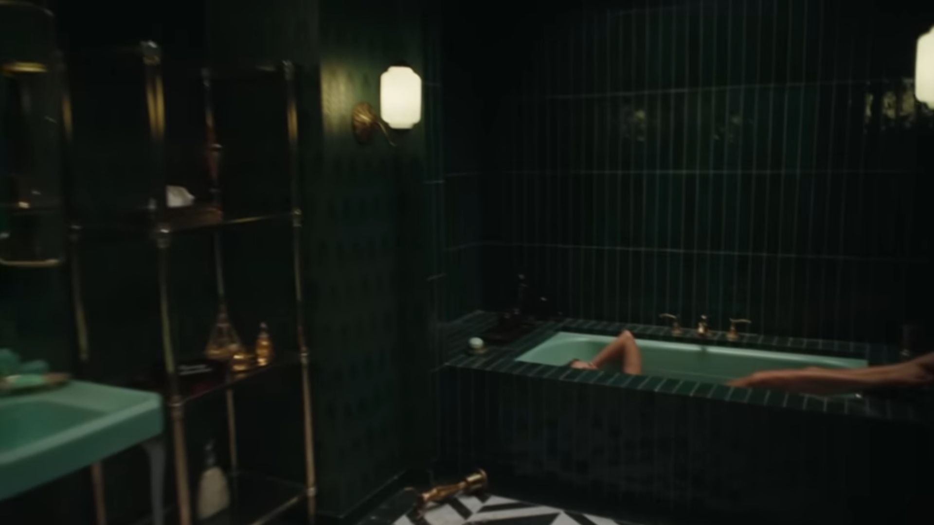 An Oscar seen next to the bathtub in the closing scenes of The Fate of Ophelia (Image via YouTube)