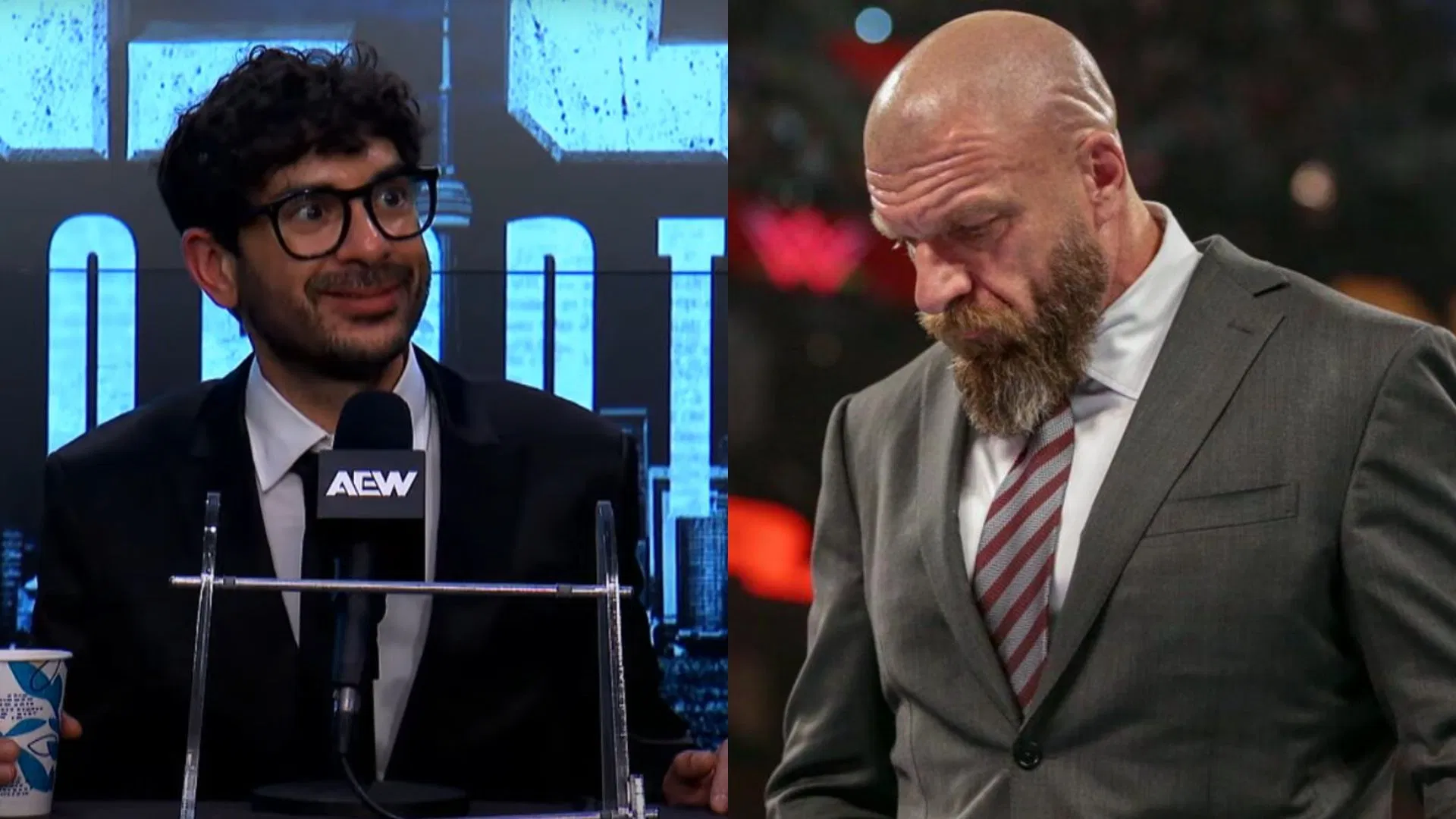 AEW Creative Head Tony Khan (left) / WWE Chief Content Officer Triple H (right) [Image Credits: AEW