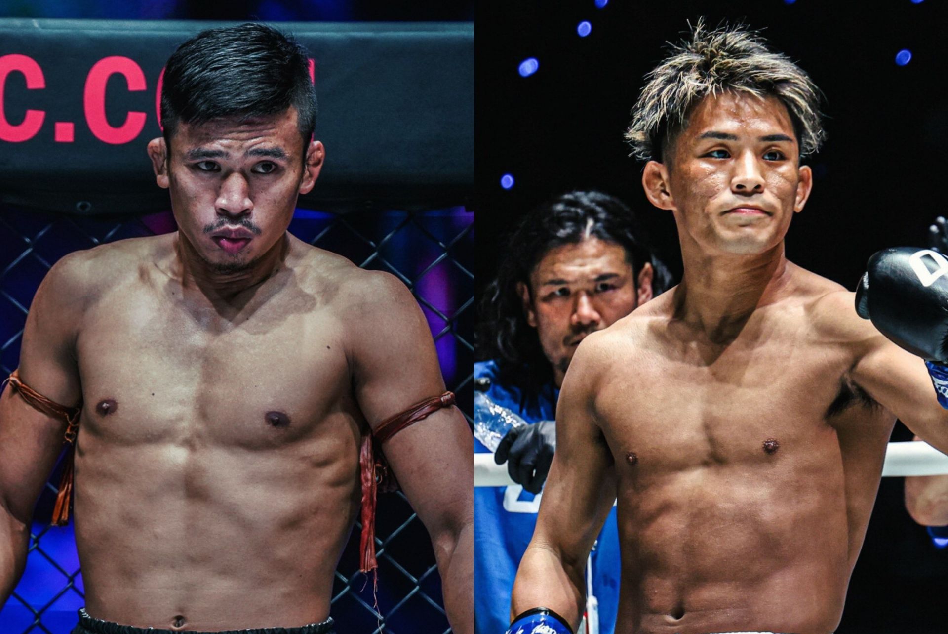 (From left) Superlek Kiatmoo9 and Yuki Yoza lock horns in Tokyo. [Images: ONE Championship]
