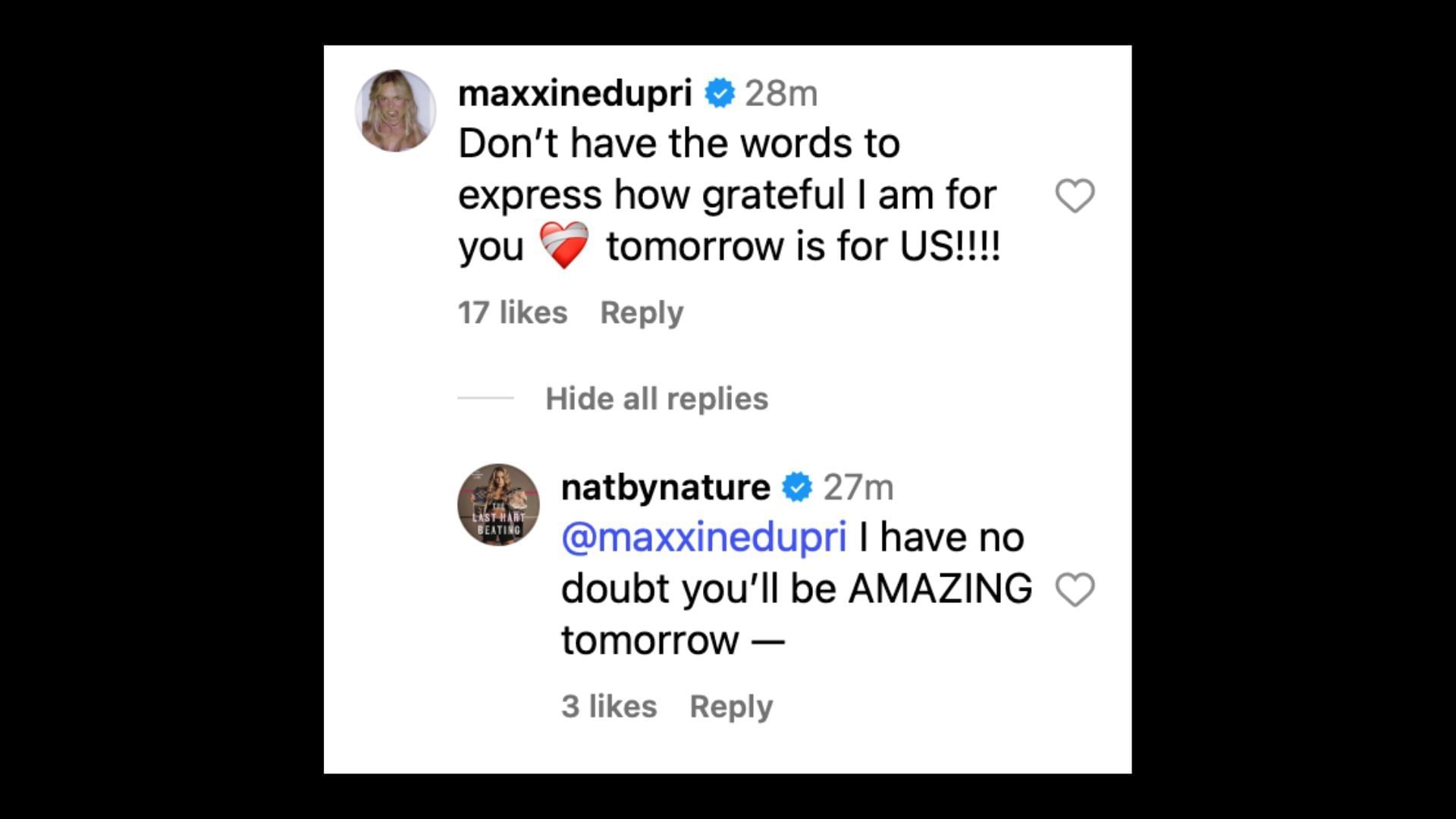 The two stars traded words ahead of Dupri&#039;s match on RAW. [Image credit: Natalya on Instagram]