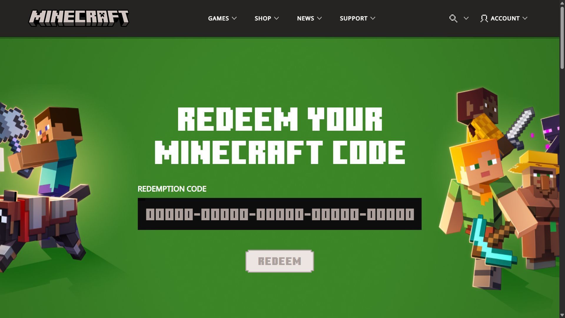 Claim the cape by typing its redeem code on this website (Image via Mojang Studios)