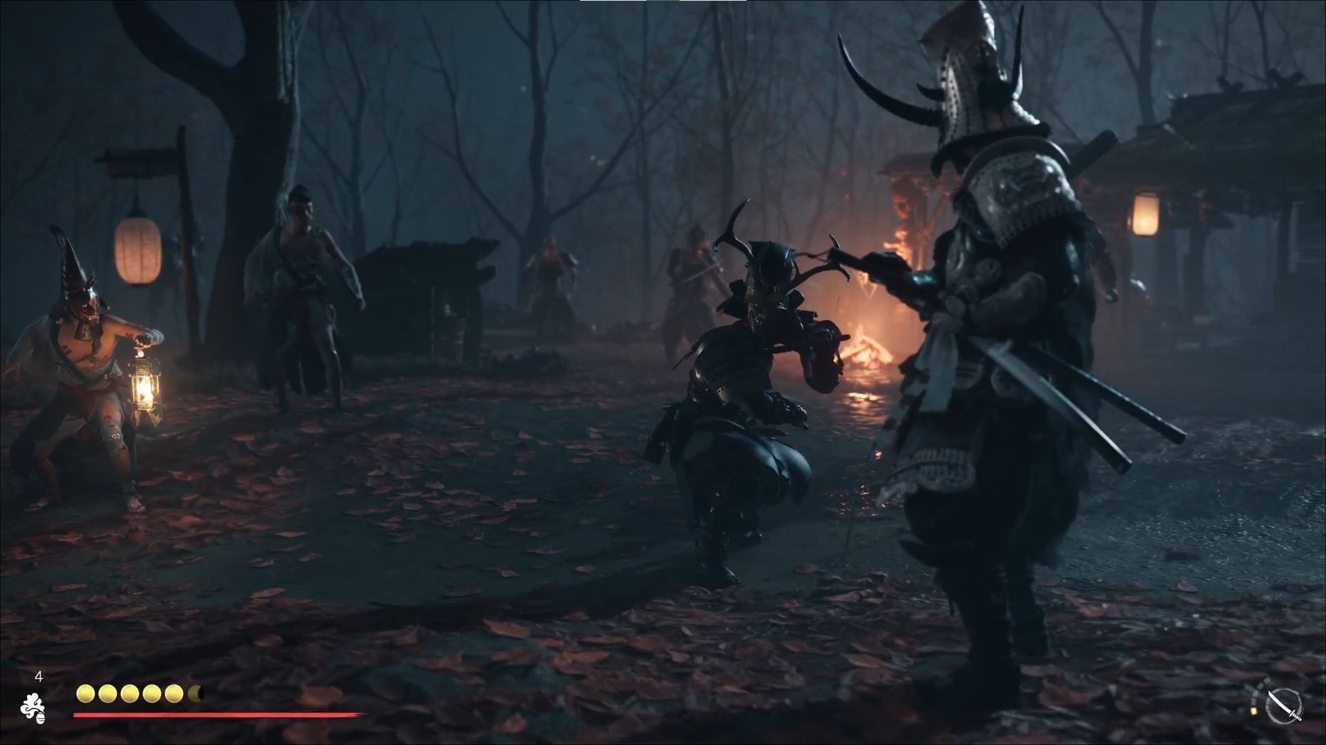 Time your attack and defence in Oni&#039;s Breath Inn side quest (Image via Sportskeeda Gaming || Sucker Punch)
