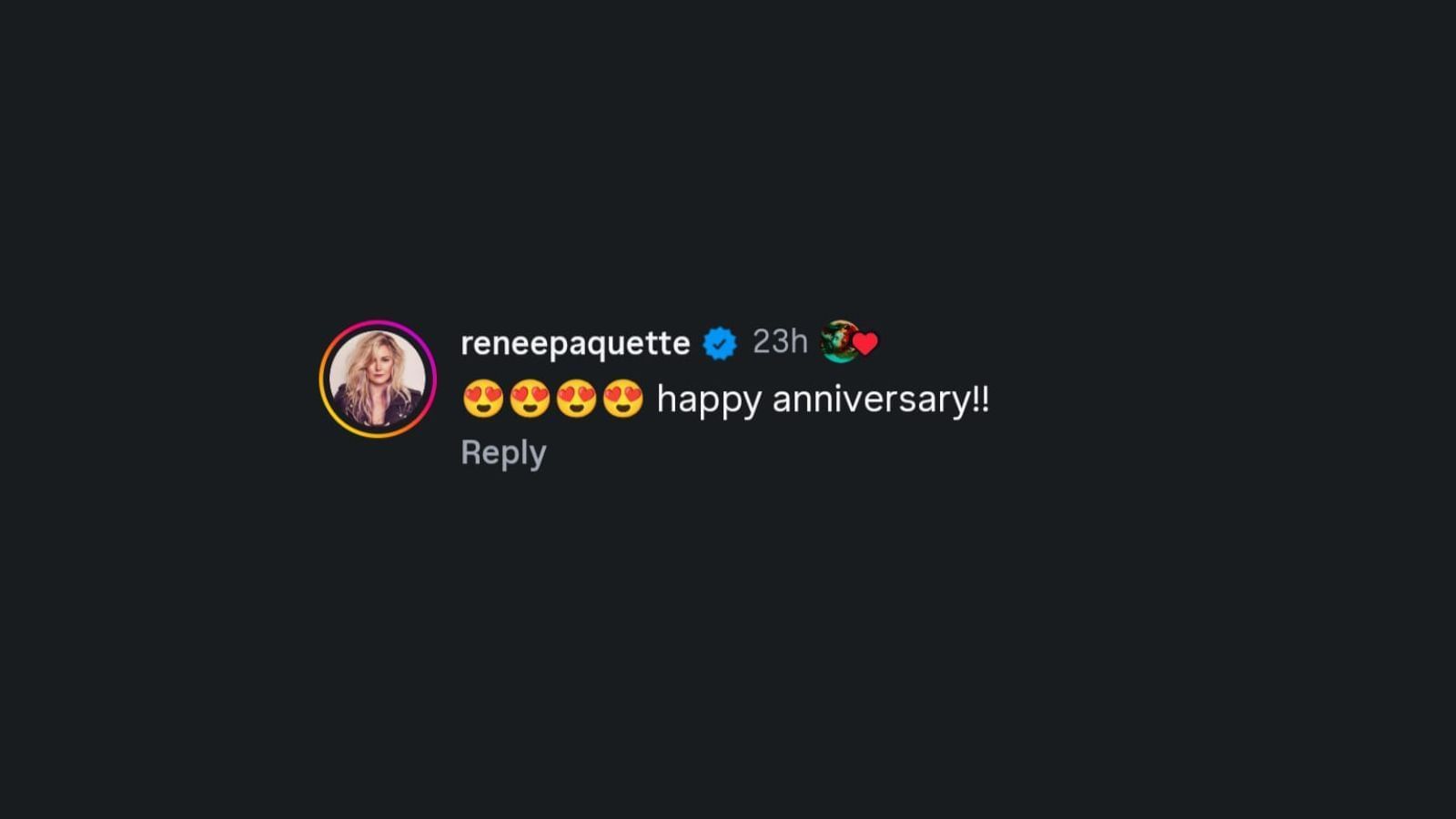 Renee Paquette&#039;s comment [Image via Hart&#039;s Instagram]