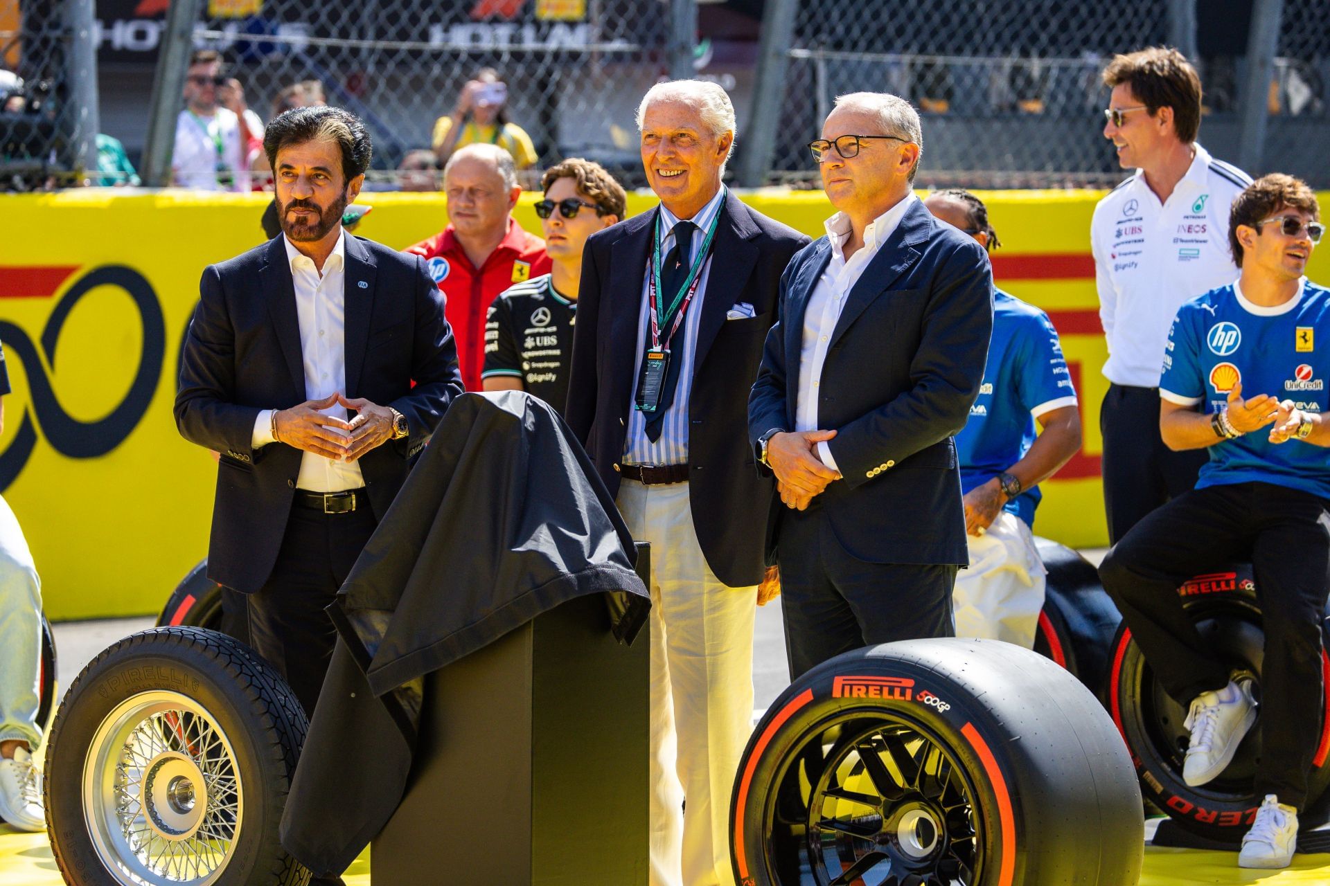 F1 CEO Stefano Domenicali and officials during a presentation at Monza. Source: Getty