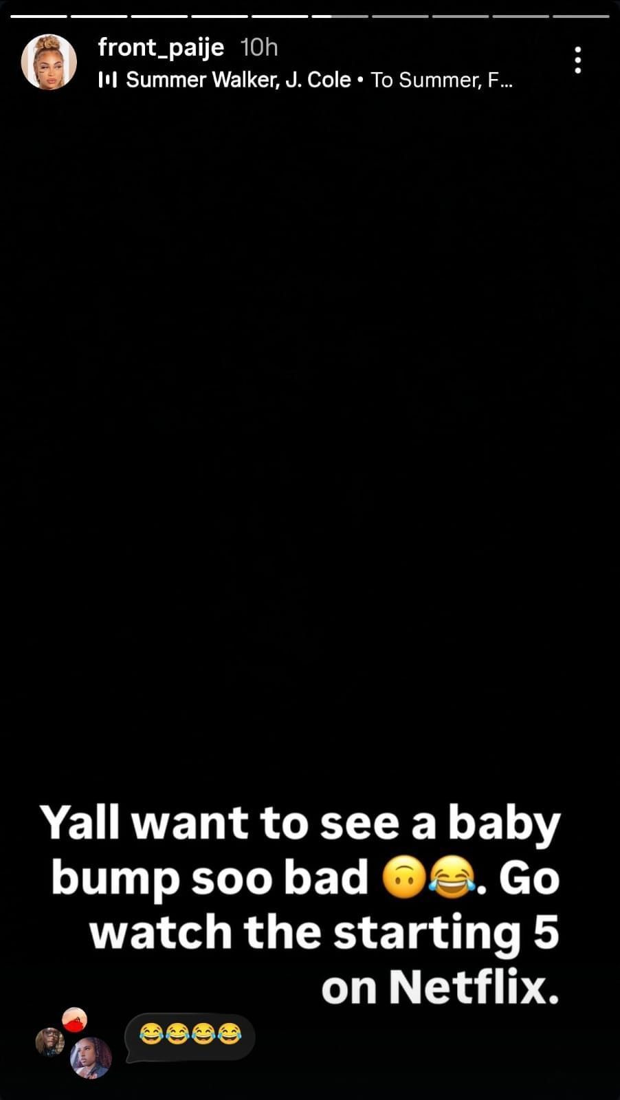 James Harden’s girlfriend’s IG story