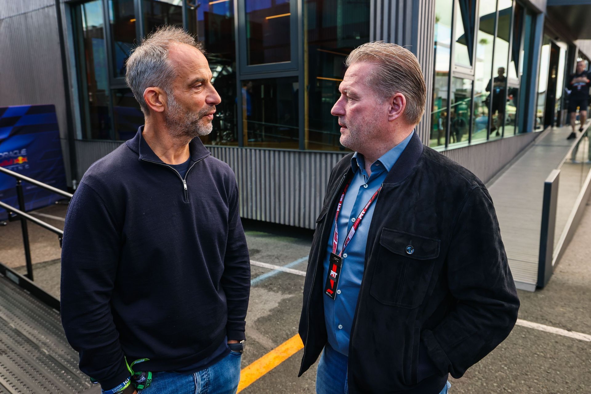 Lando Norris&#039; father, Adam Norris, and Max Verstappen&#039;s father, Jos Verstappen, at Circuit Zandvoort. Source: Getty