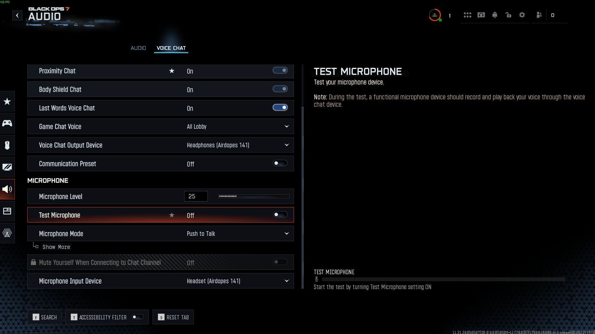 Microphone settings of BO7 beta (Image via Activision)