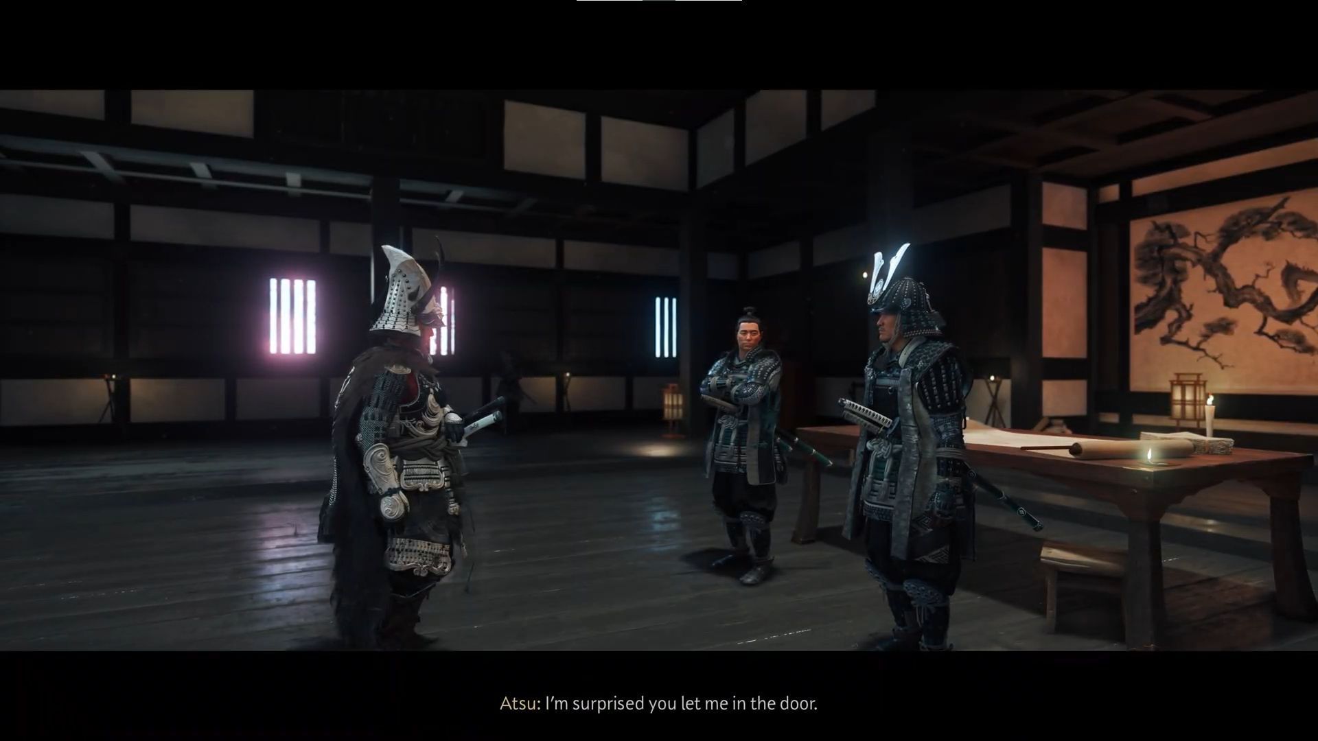 The cutscene with Commander Wada (Image via Sportskeeda Gaming || Sucker Punch)