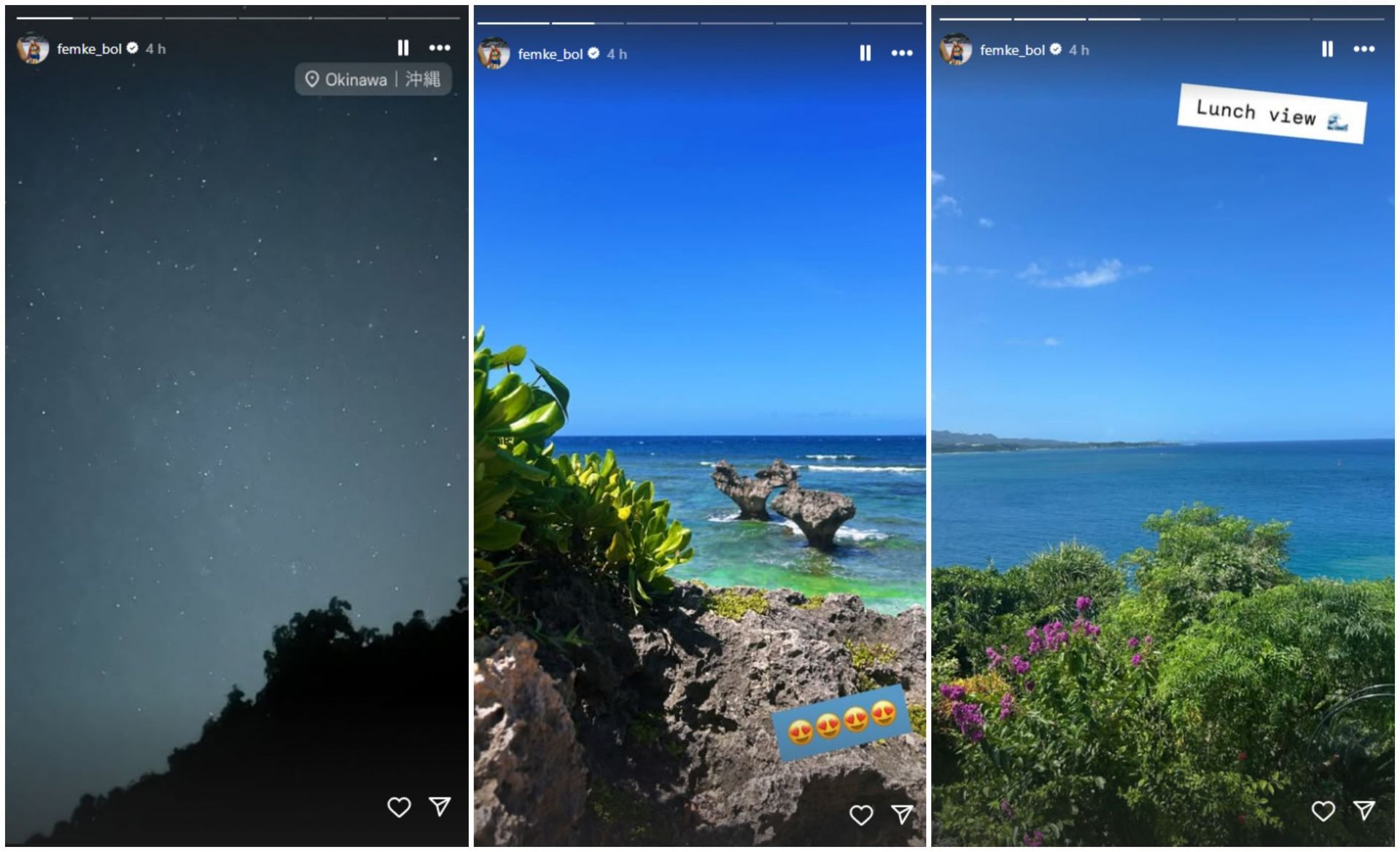 Femke Bol coastal holiday; Instagram - @femke_bol