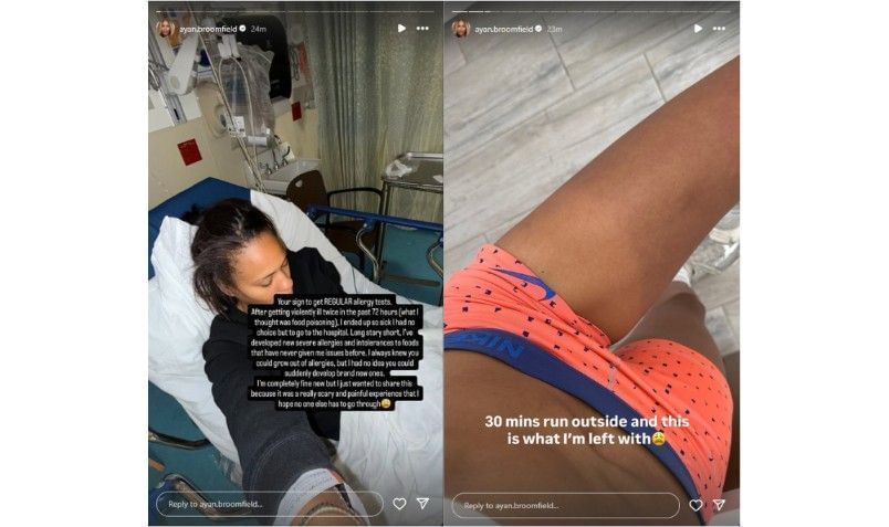 Screenshots of Ayan Broomfield&#039;s Instagram stories | Source/ayan.broomfield