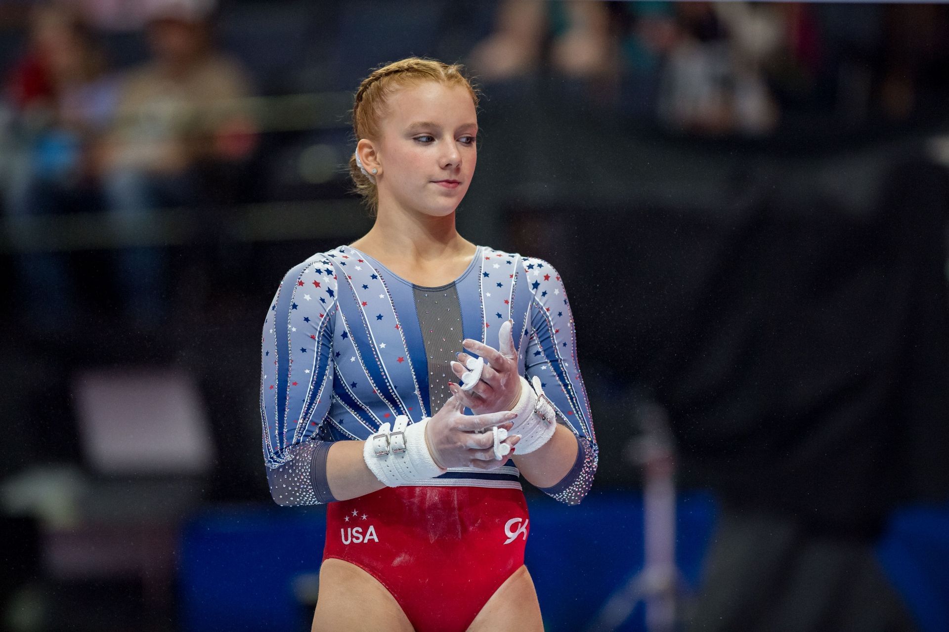 Dulcy Caylor at the 2024 U.S. Olympics Gymnastics Trials - Source: Getty