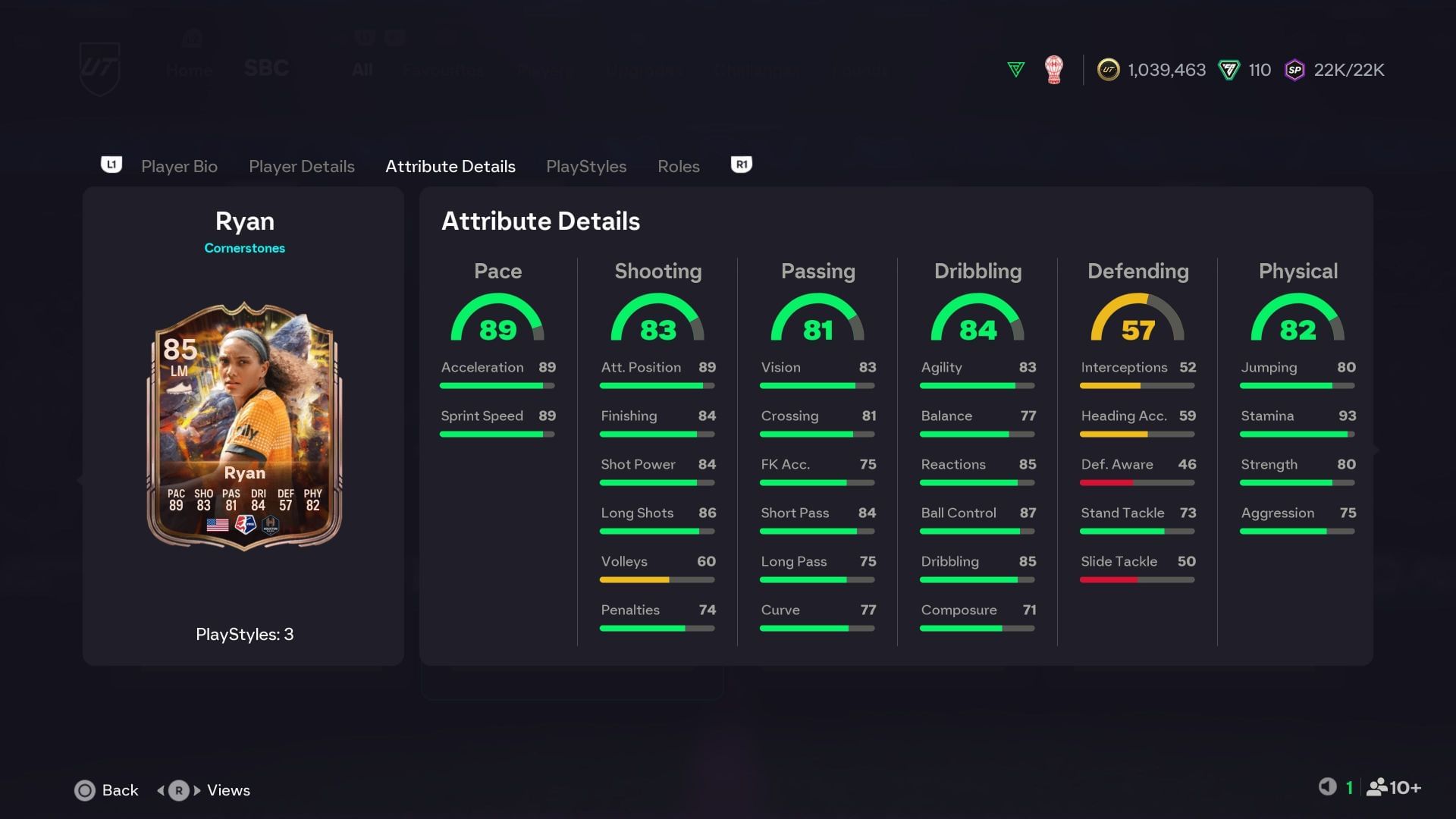 The stats (Image via EA Sports)