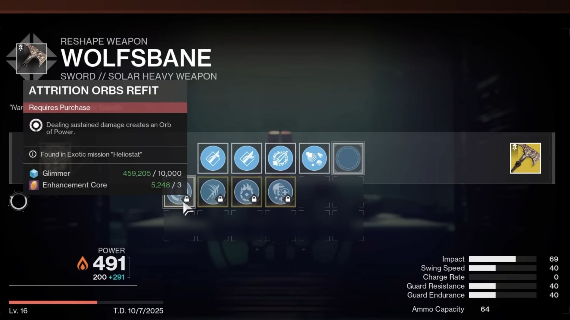 Wolfsbane Catalyst in Enclave (Image via Bungie) 