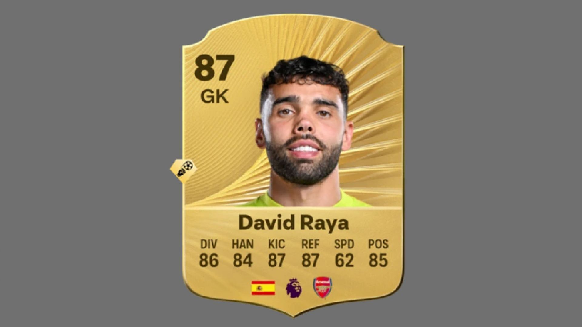 David Raya is tasked with guarding the Arsenal goal (Image via EA Sports)