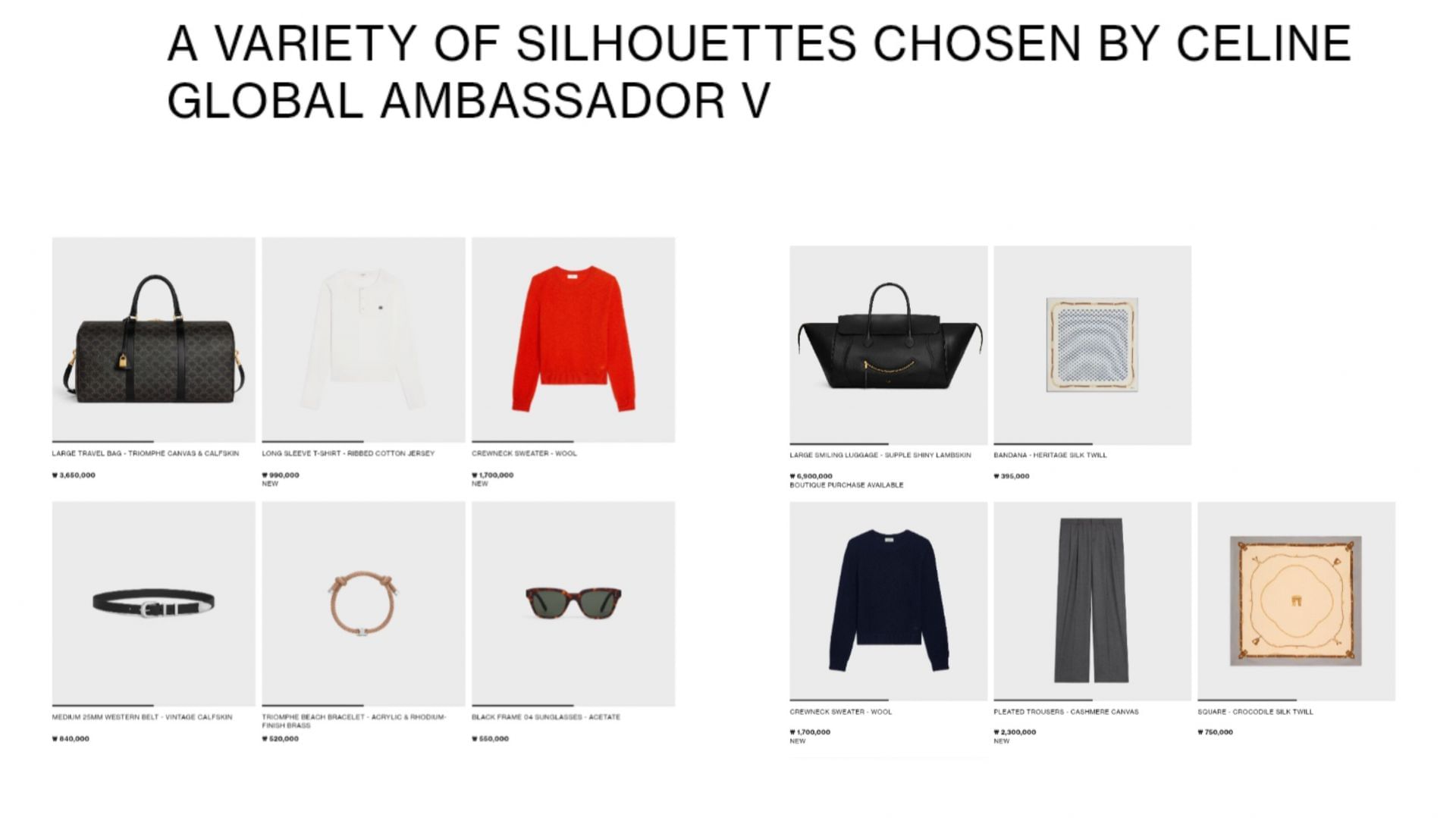 Celine&#039;s showcase curated by BTS&#039; V (Images via Celine&#039;s Website)