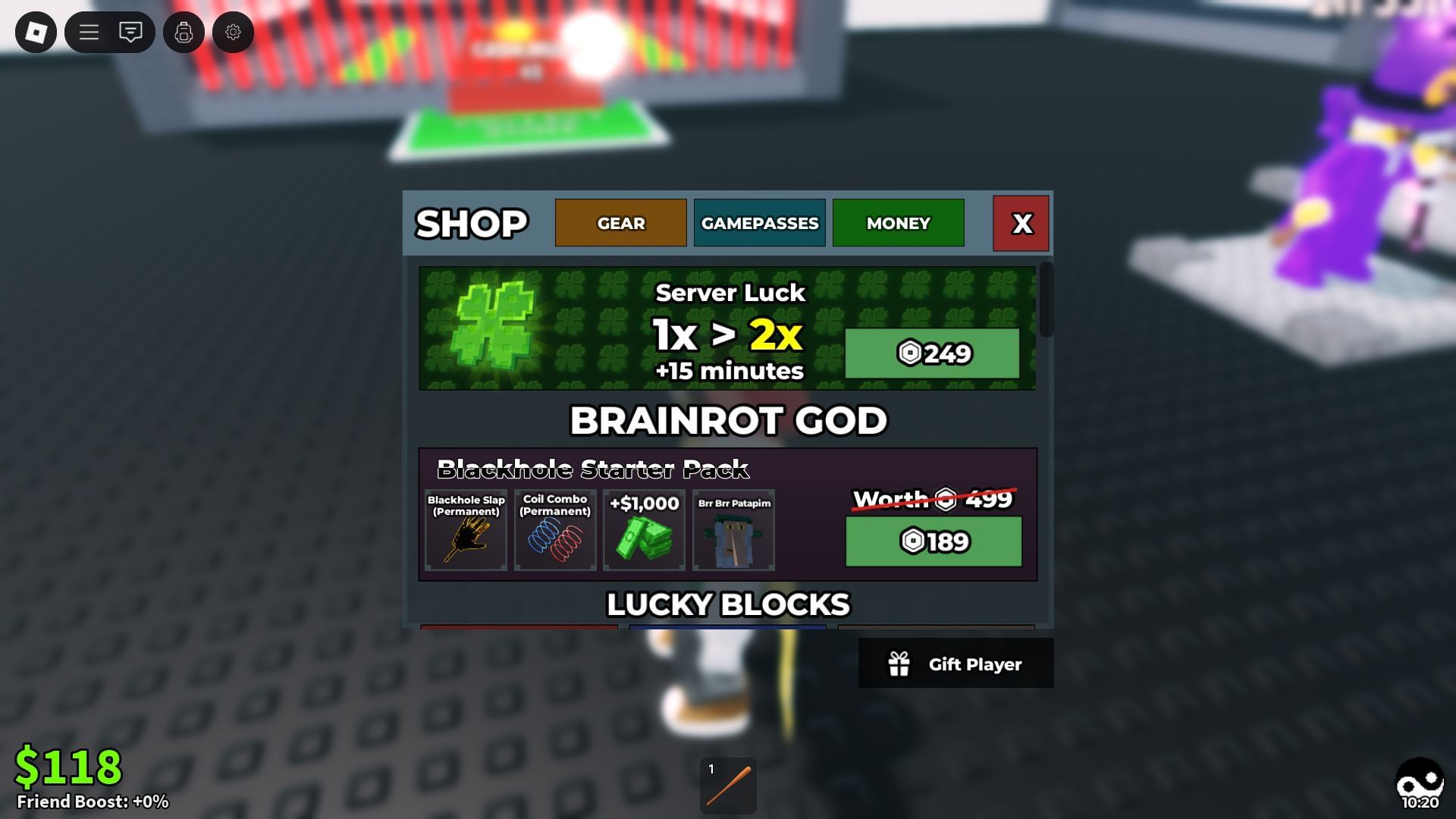 The Server Luck game pass may help you land Nuclearo Dinossauro (Image via Roblox)