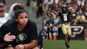 Coach Prime's daughter Shelomi Sanders gets a "lil crazy" during Purdue safety Myles Slusher's clutch moment vs. Minnesota