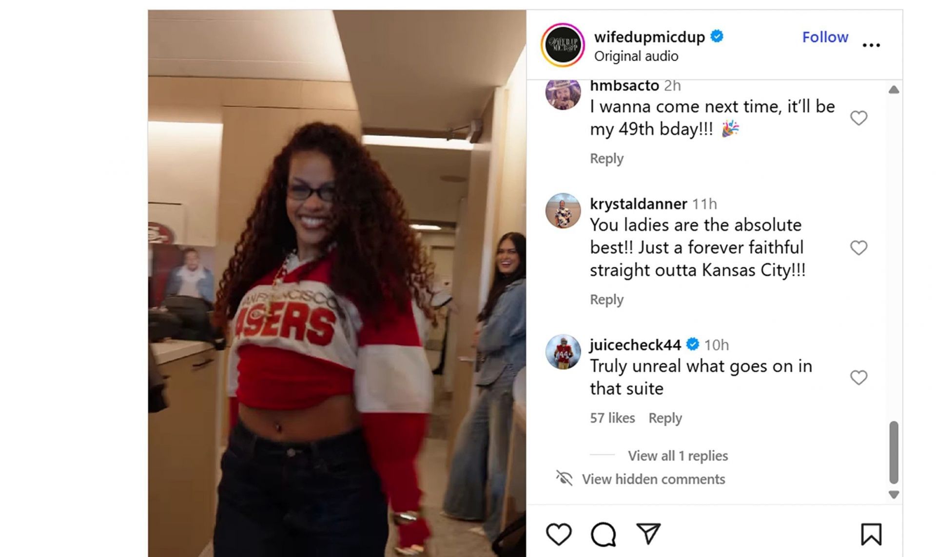 Kyle Juszczyk stunned at 49ers wives and GFs&#039; fashion show organized by his wife Kristin during game/@wifedupmicdup