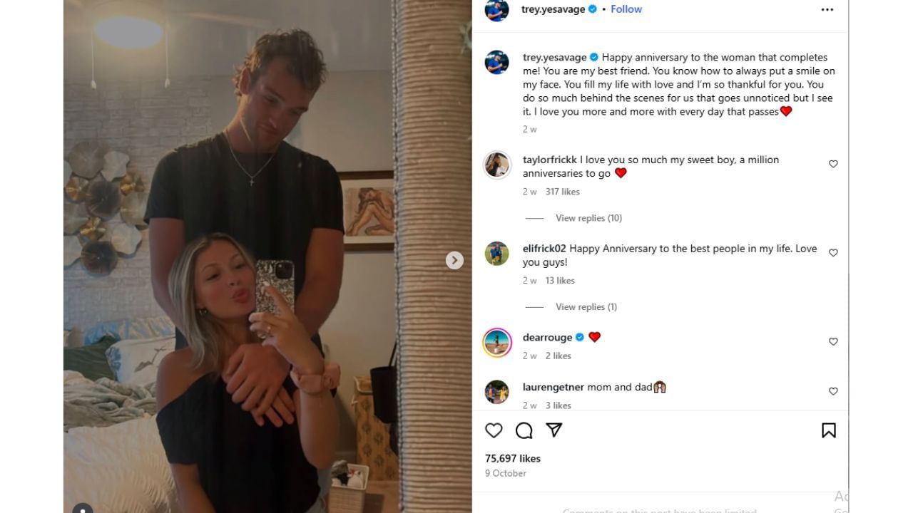 (Image Source-Trey Yesavage/Instagram)