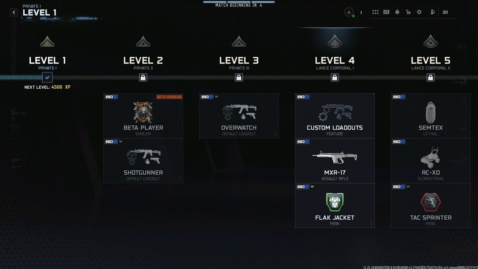 Progression menu in BO7 (Image via Activision)