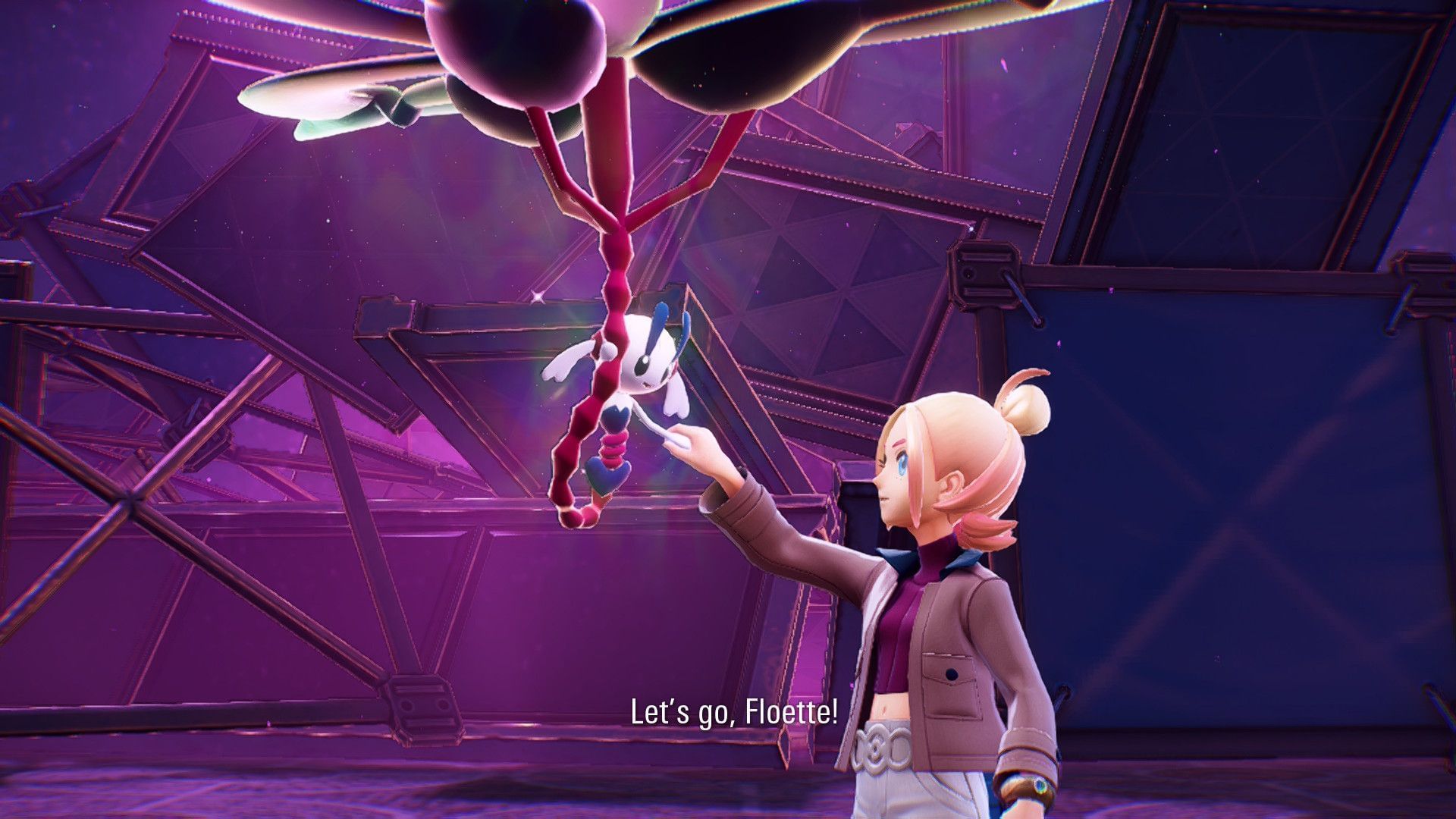Your rival will head to the control panel with Mega Floette (Image via TPC)
