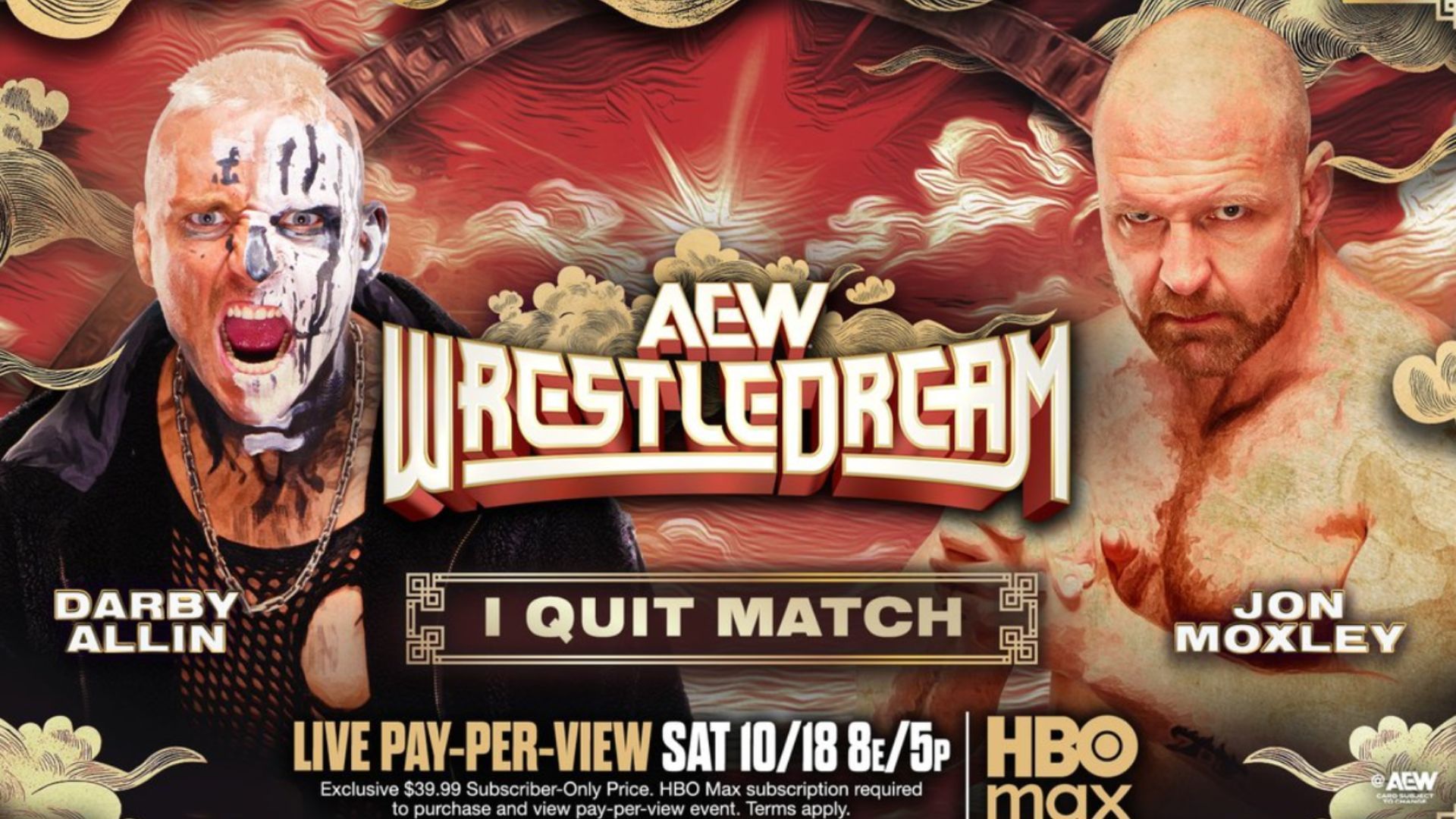 Match graphic for ex-WWE name Jon Moxley vs Darby Allin at AEW WrestleDream [Image Credits: AEW&#039;s X profile]