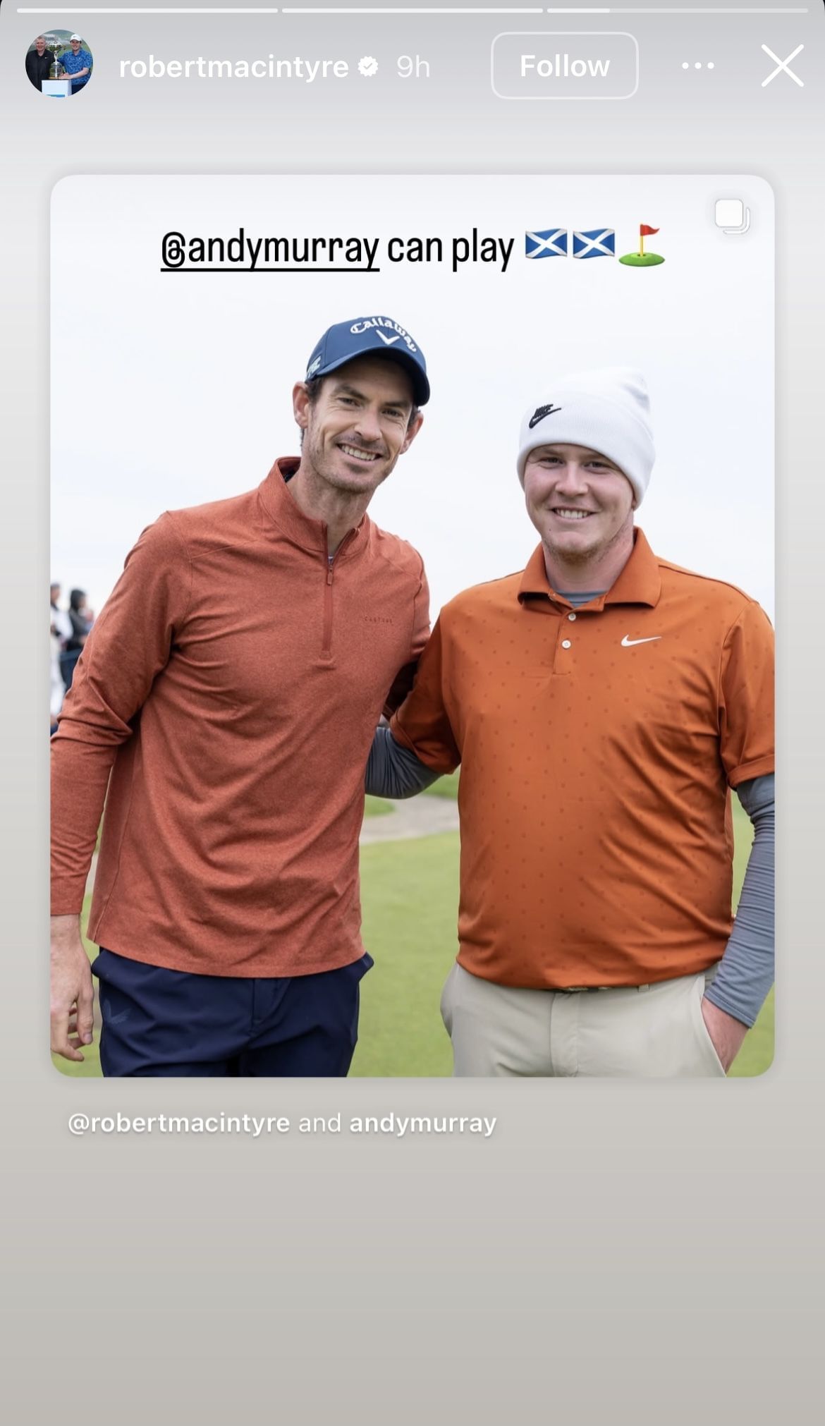 MacIntyre &amp; Murray via Instagram _ Image Source: Instagram/@robertmacintyre
