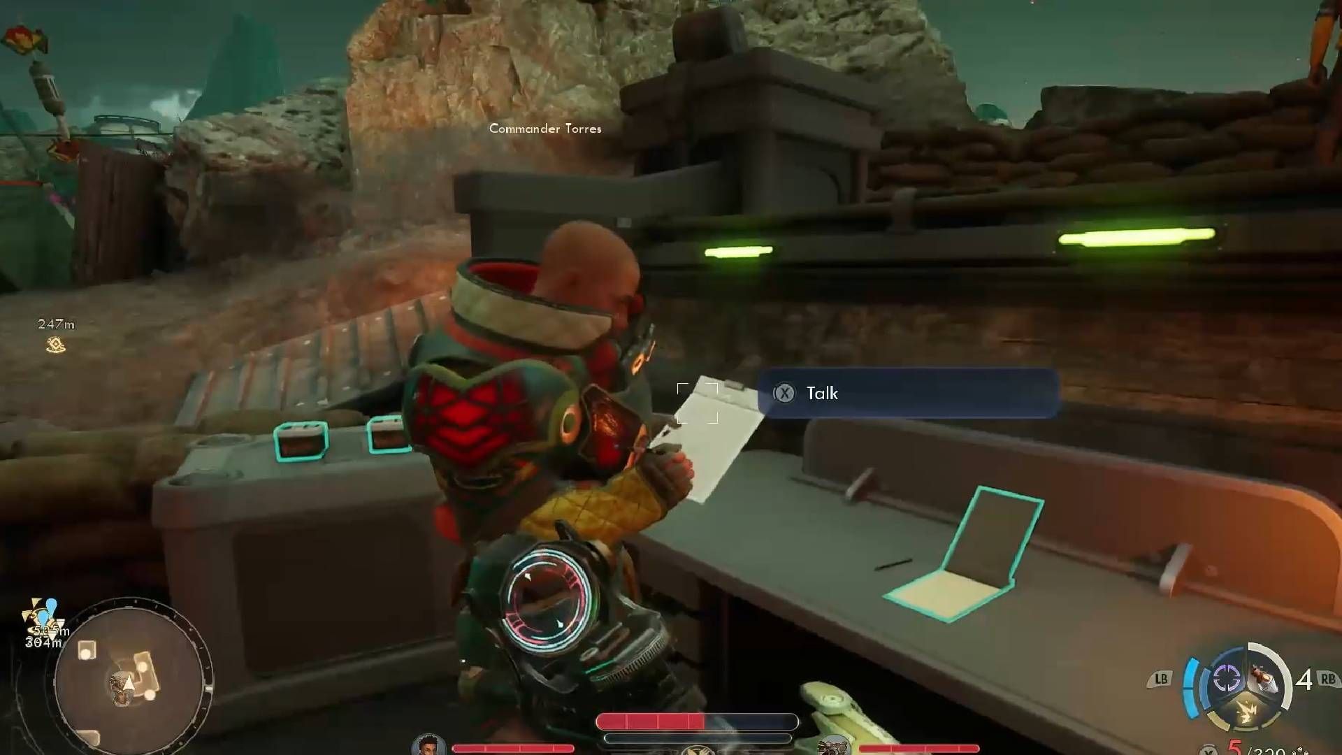 Return the Scrabbles to Commander Torres in Paradise Island (Image via Obsidian Entertainment || YouTube/Quick Tips)