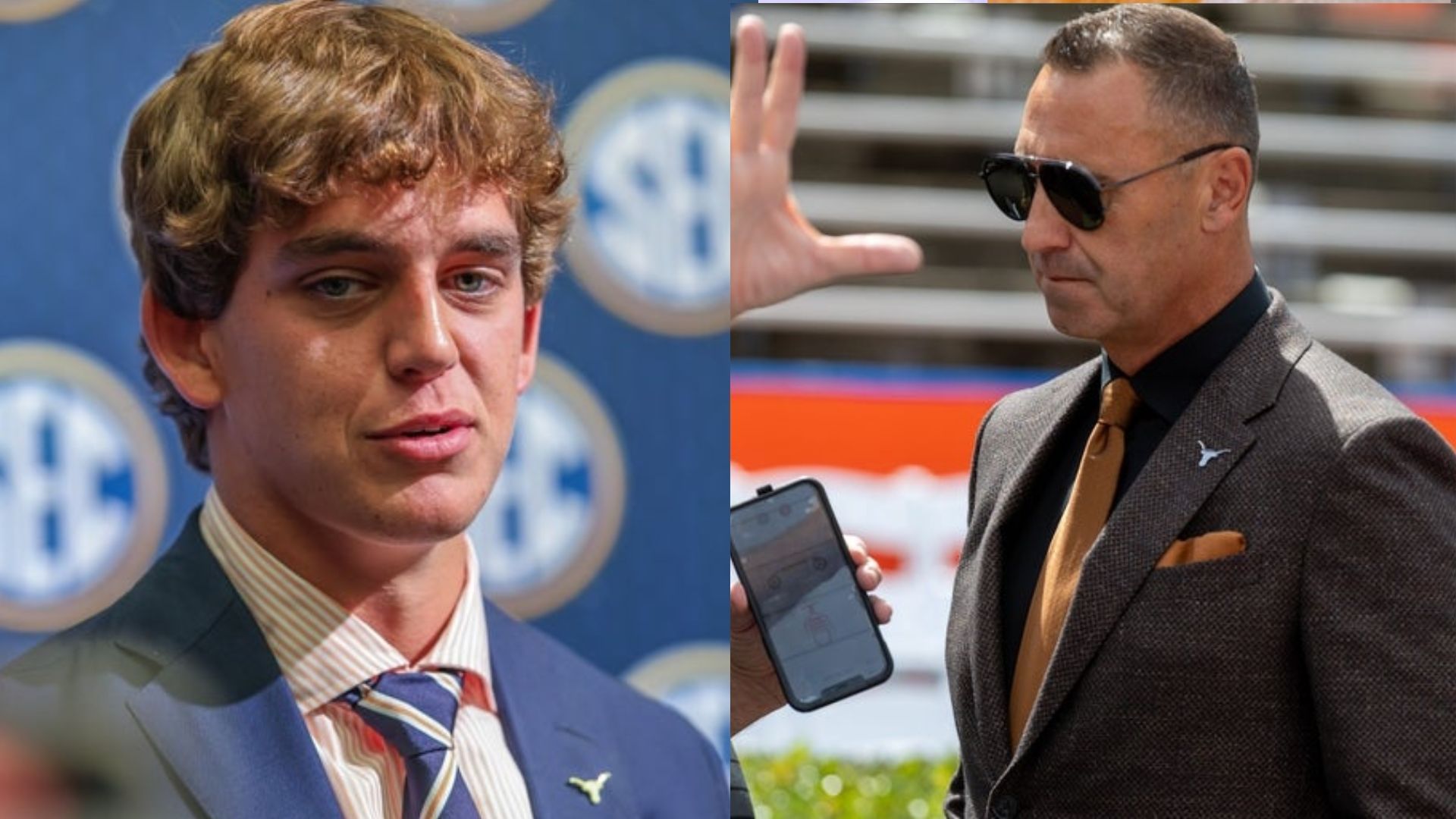 Arch Manning and Steve Sarkisian at Texas
