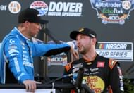 Denny Hamlin (L) and Chase Briscoe at Dover Motor Speedway. Source: Getty