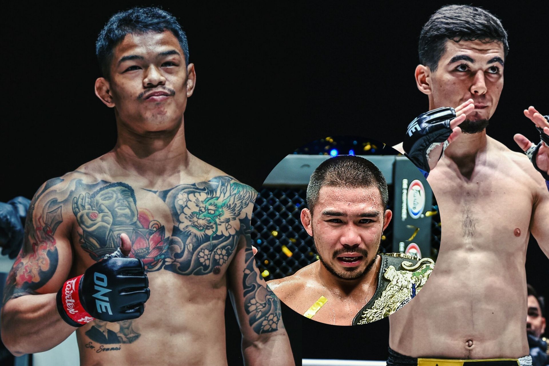 (From left) Kongthoranee Sor Sommai, Prajanchai PK Saenchai, and Aslamjon Ortikov. [Images: ONE Championship]