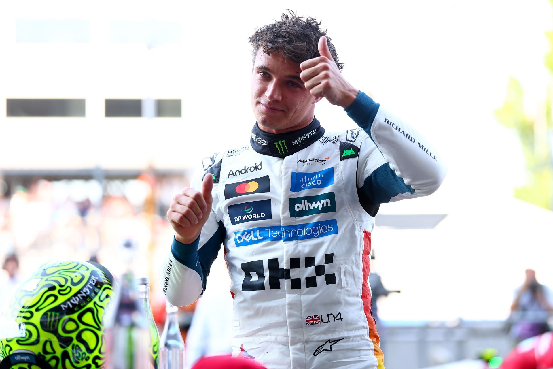 McLaren&#039;s Lando Norris after scoring the pole position for the 2025 F1 Grand Prix of Mexico - Source: Getty