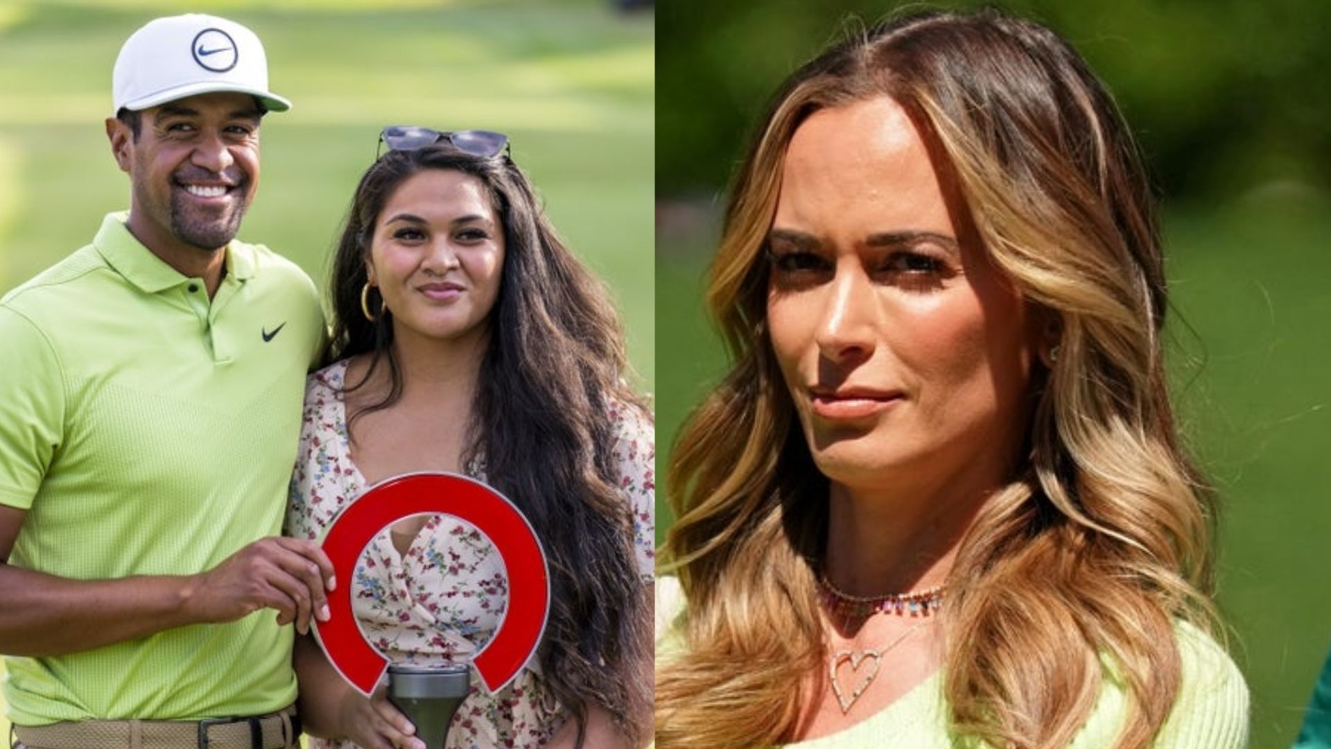 Tony Finau, Layna Finau, and Jena Sims Koepka (Image via Imagn)